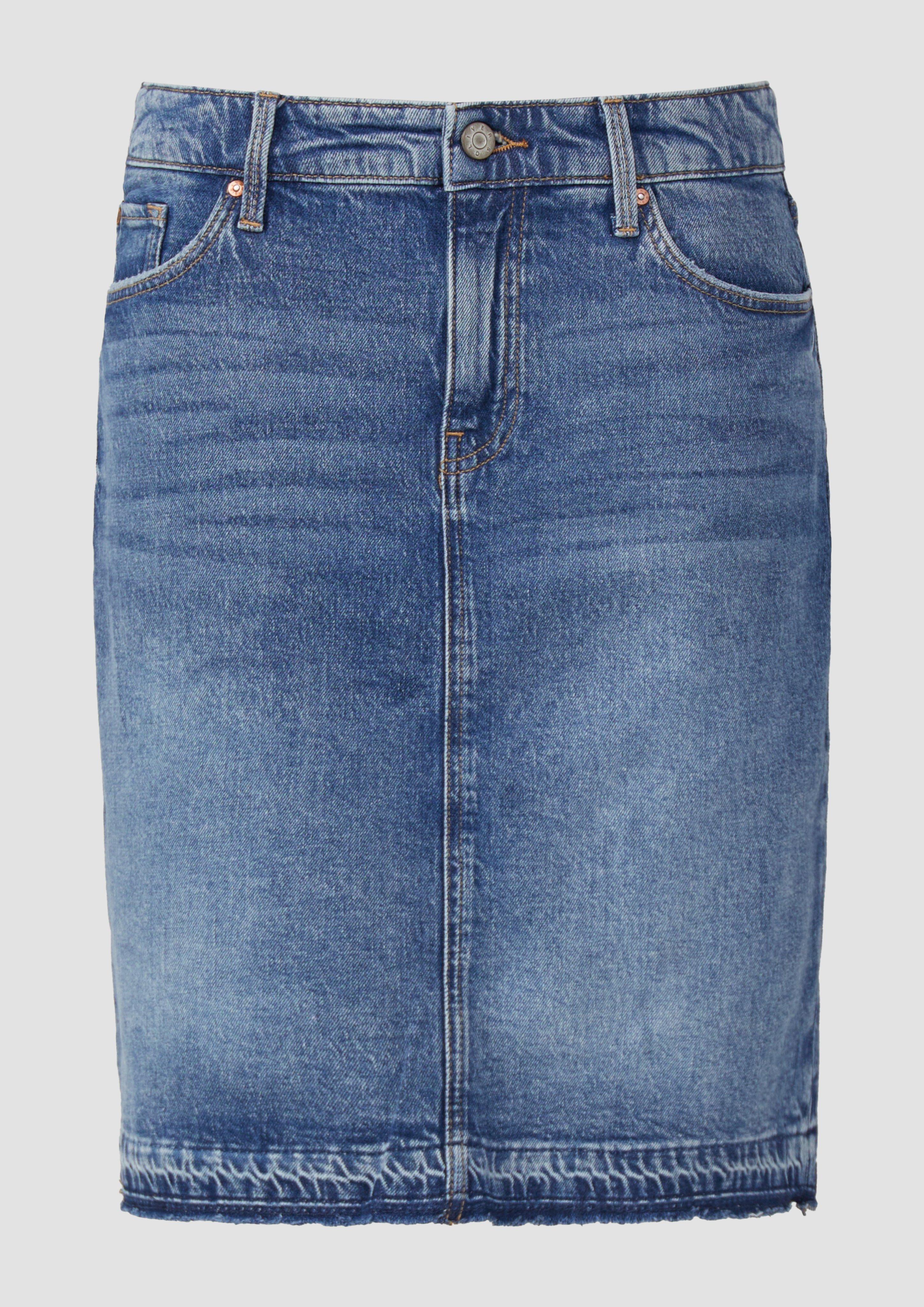 s.Oliver - Kurzer Jeansrock mit offenem Saum, Damen, blau