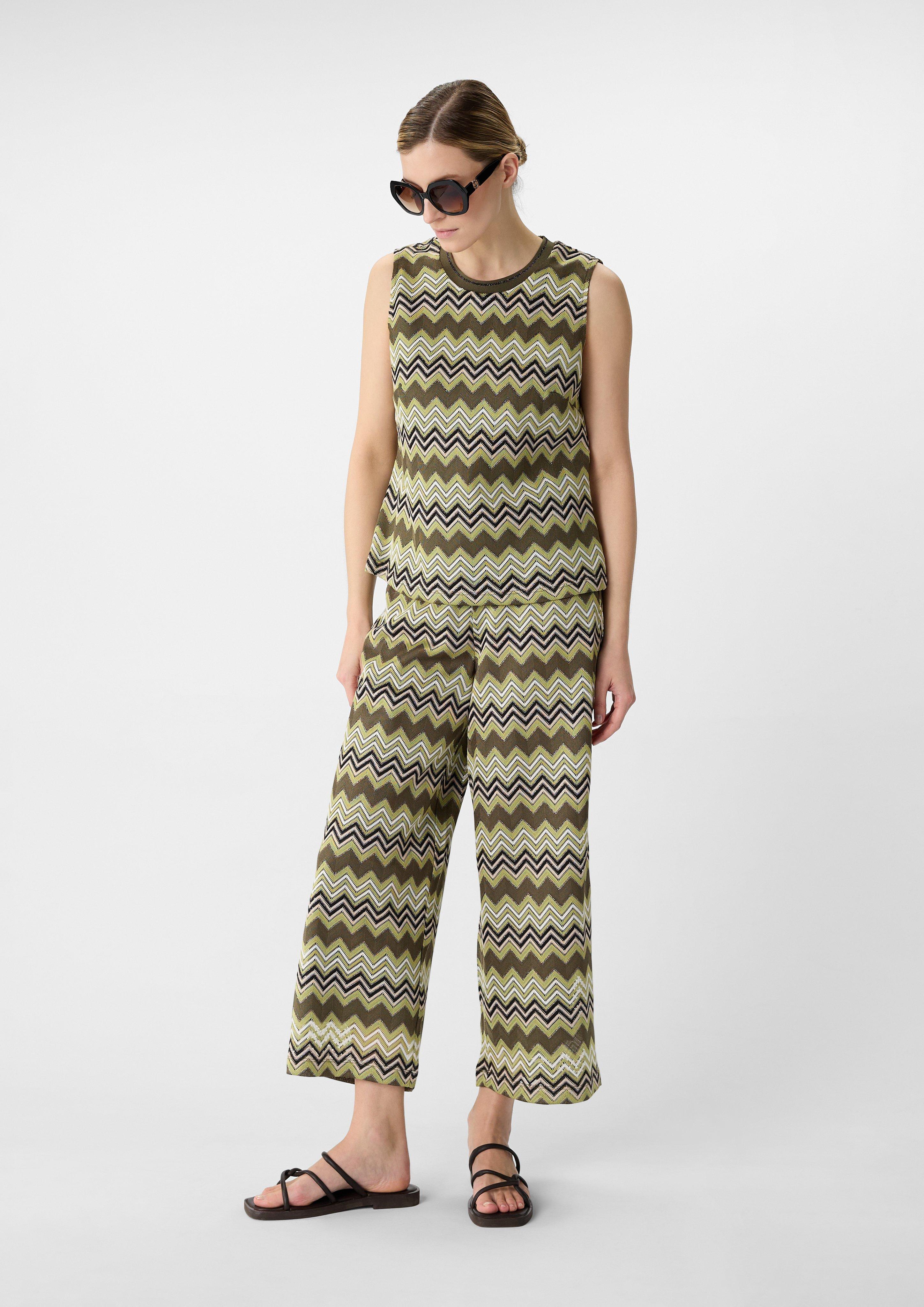 試着のみ★ CONSTRUCTIVE KNIT TOP Knitted top with a zig-zag pattern - Green | SCAYLE