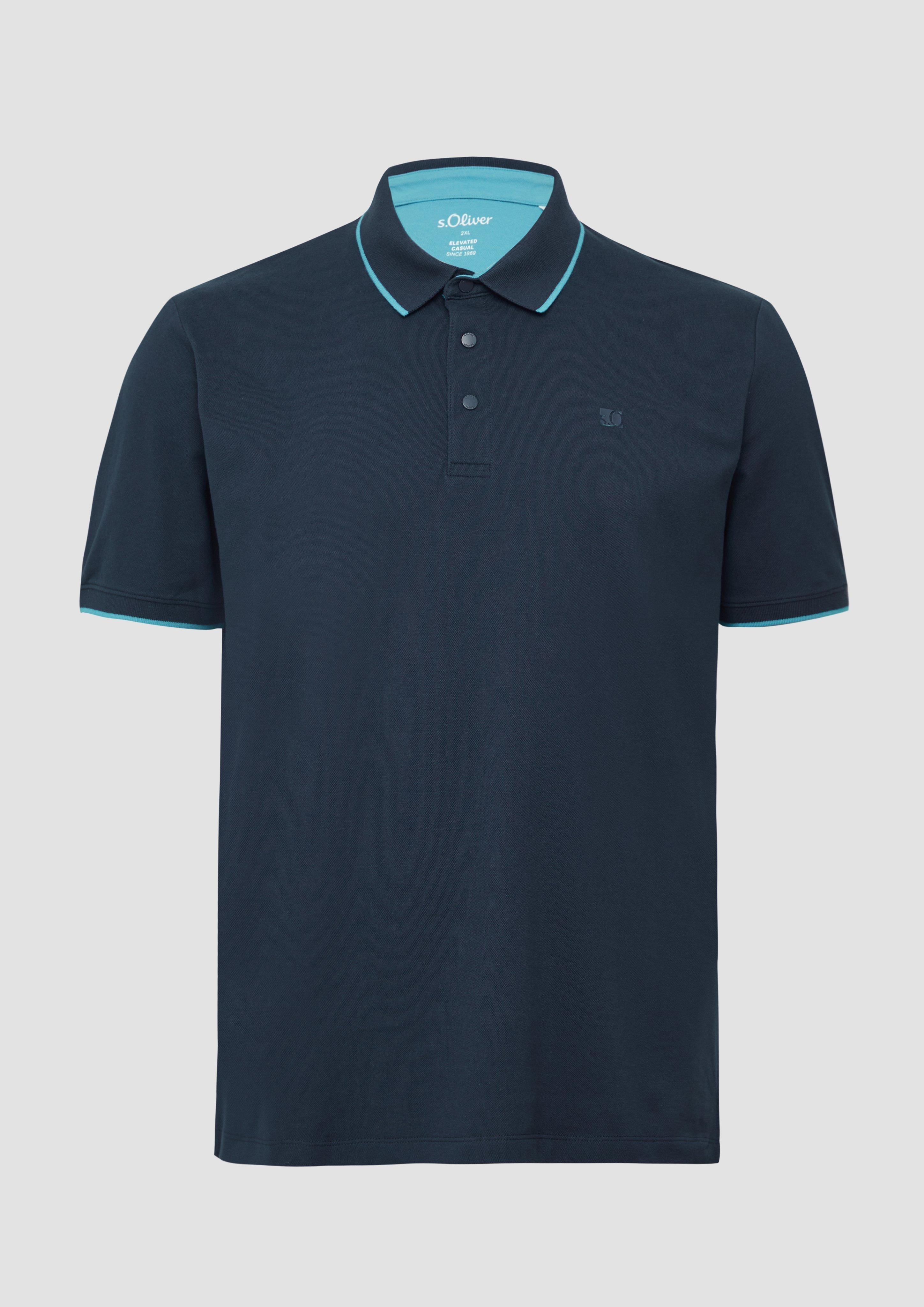 s.Oliver - Sportives Piqué-Poloshirt mit Kontrast-Details, Herren, blau