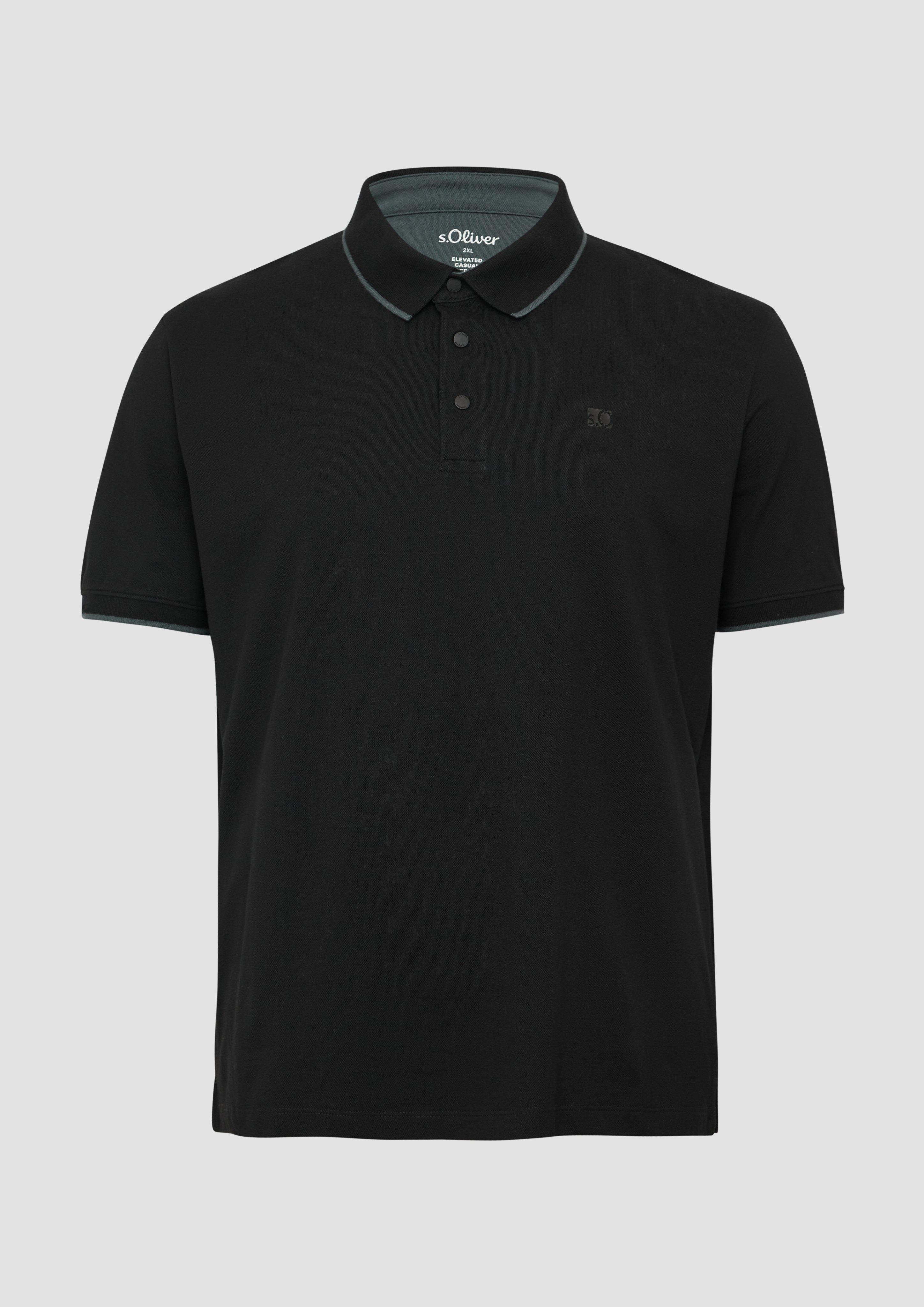 s.Oliver - Sportives Piqué-Poloshirt mit Kontrast-Details, Herren, schwarz