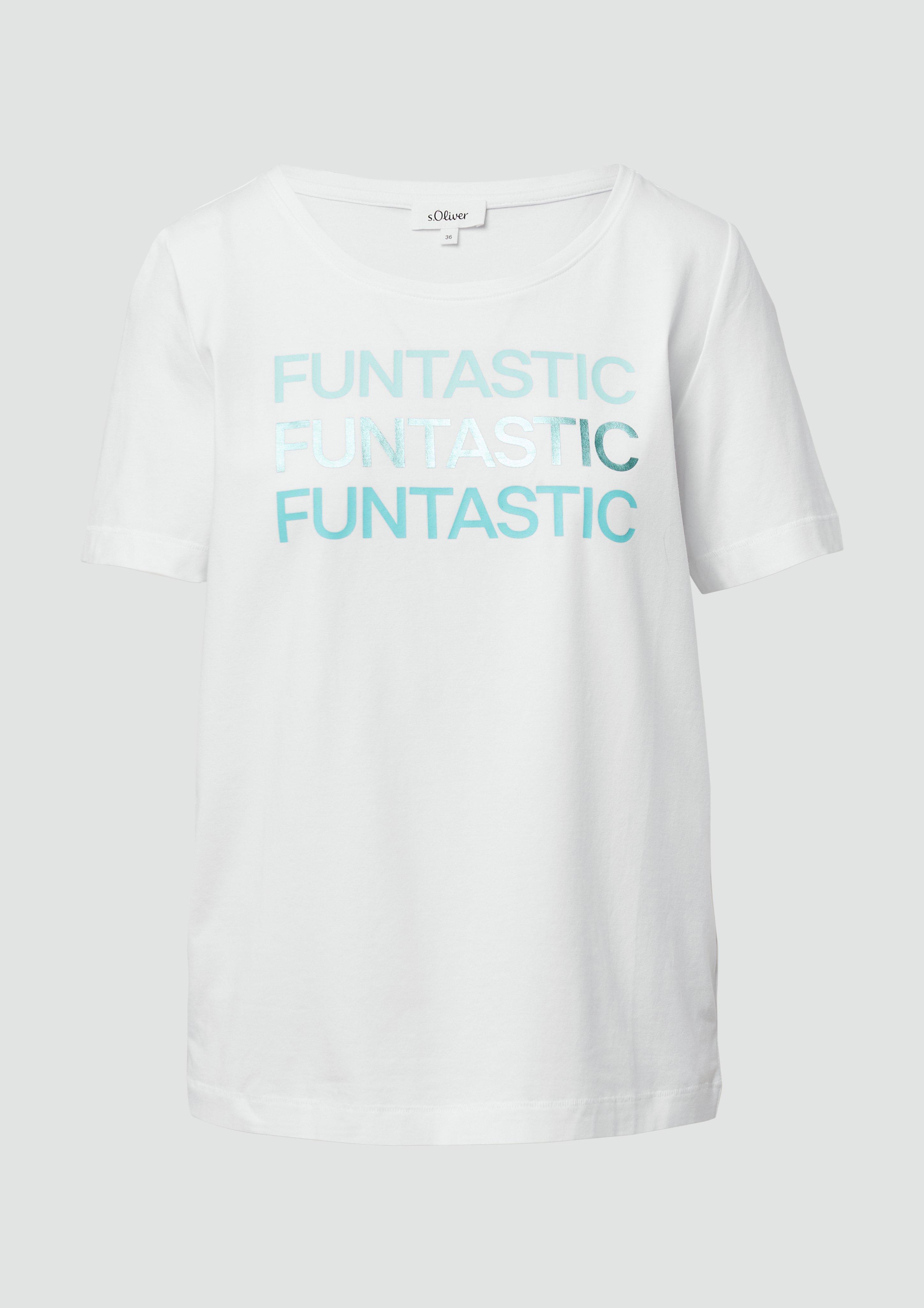 s.Oliver - T-Shirt aus Baumwollstretch mit Print, Damen, weiß