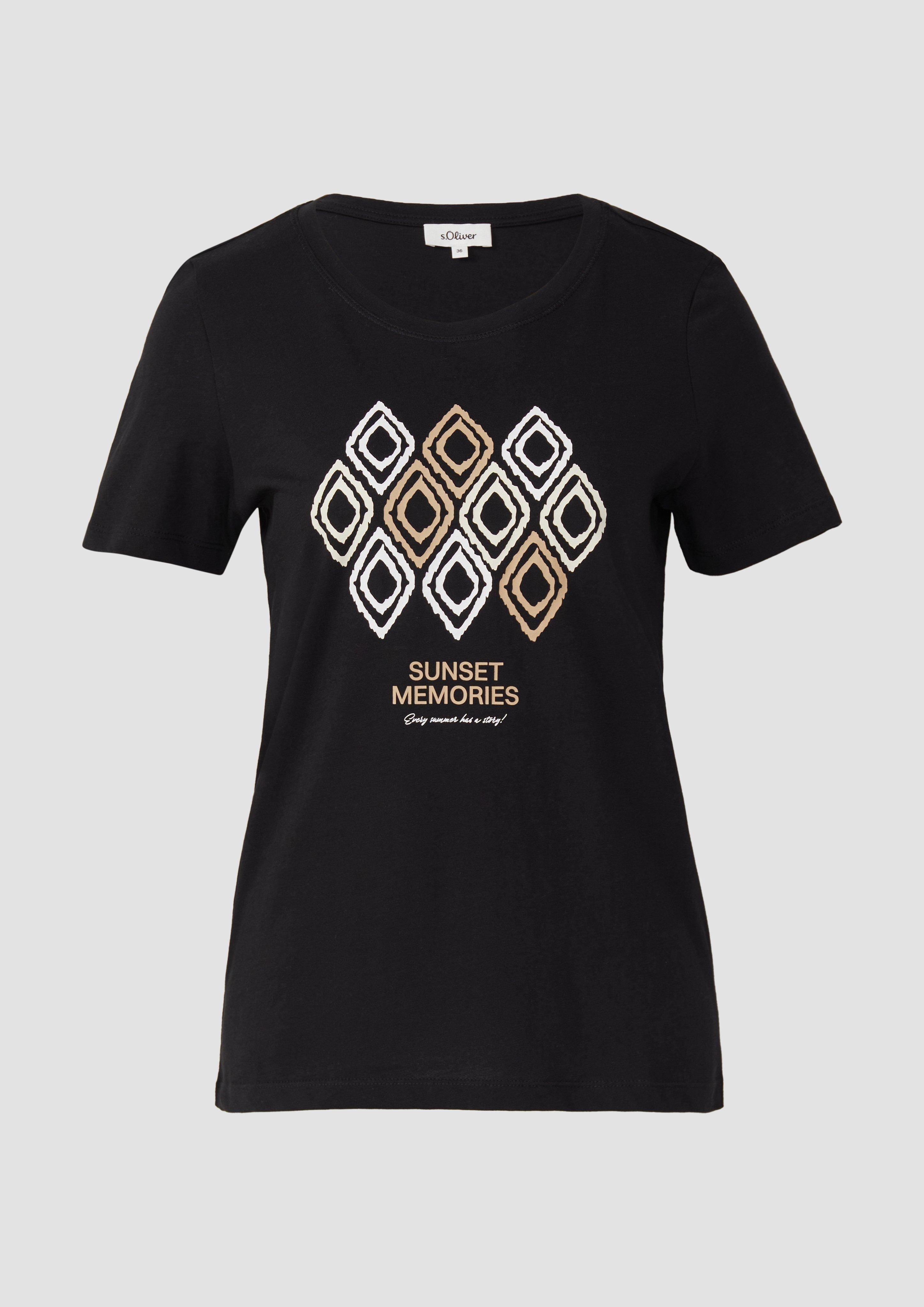 s.Oliver - Jersey-T-Shirt mit Frontprint, Damen, schwarz