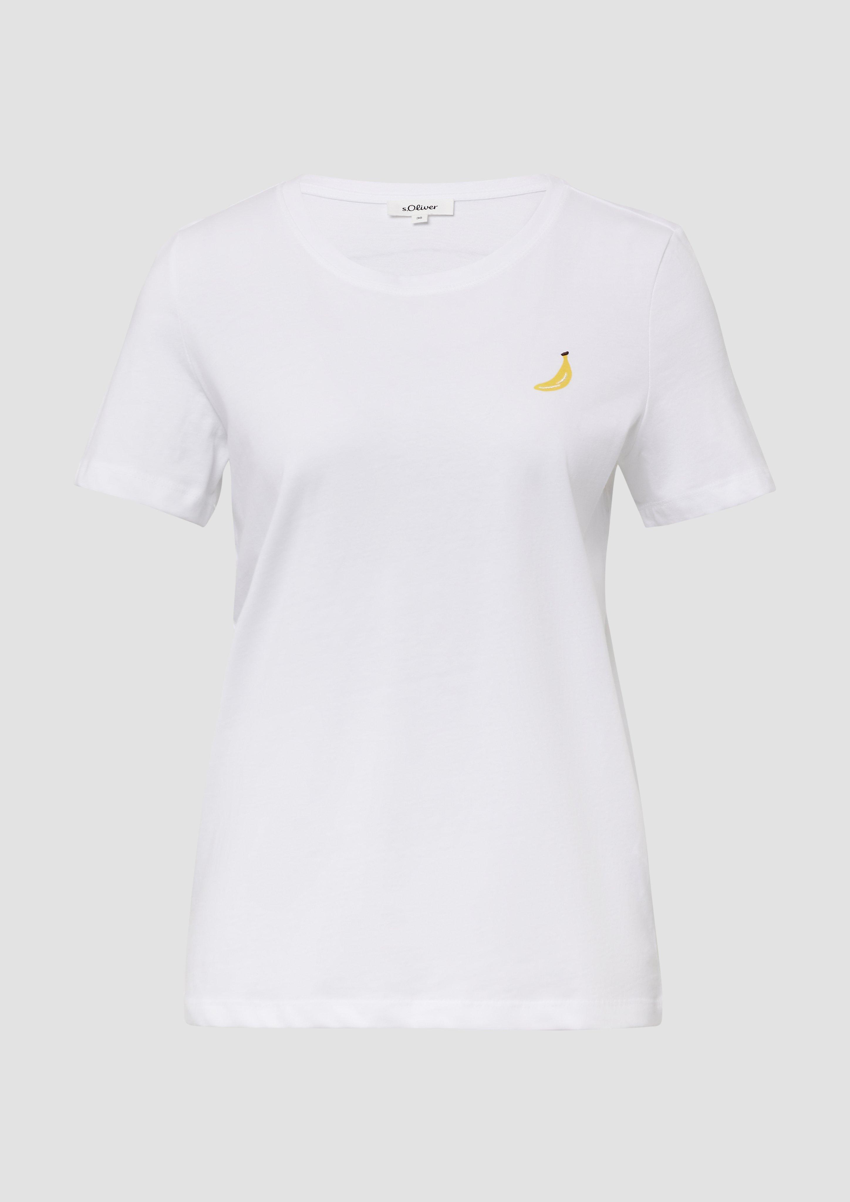 s.Oliver - Jersey-T-Shirt mit Stickerei, Damen, weiß