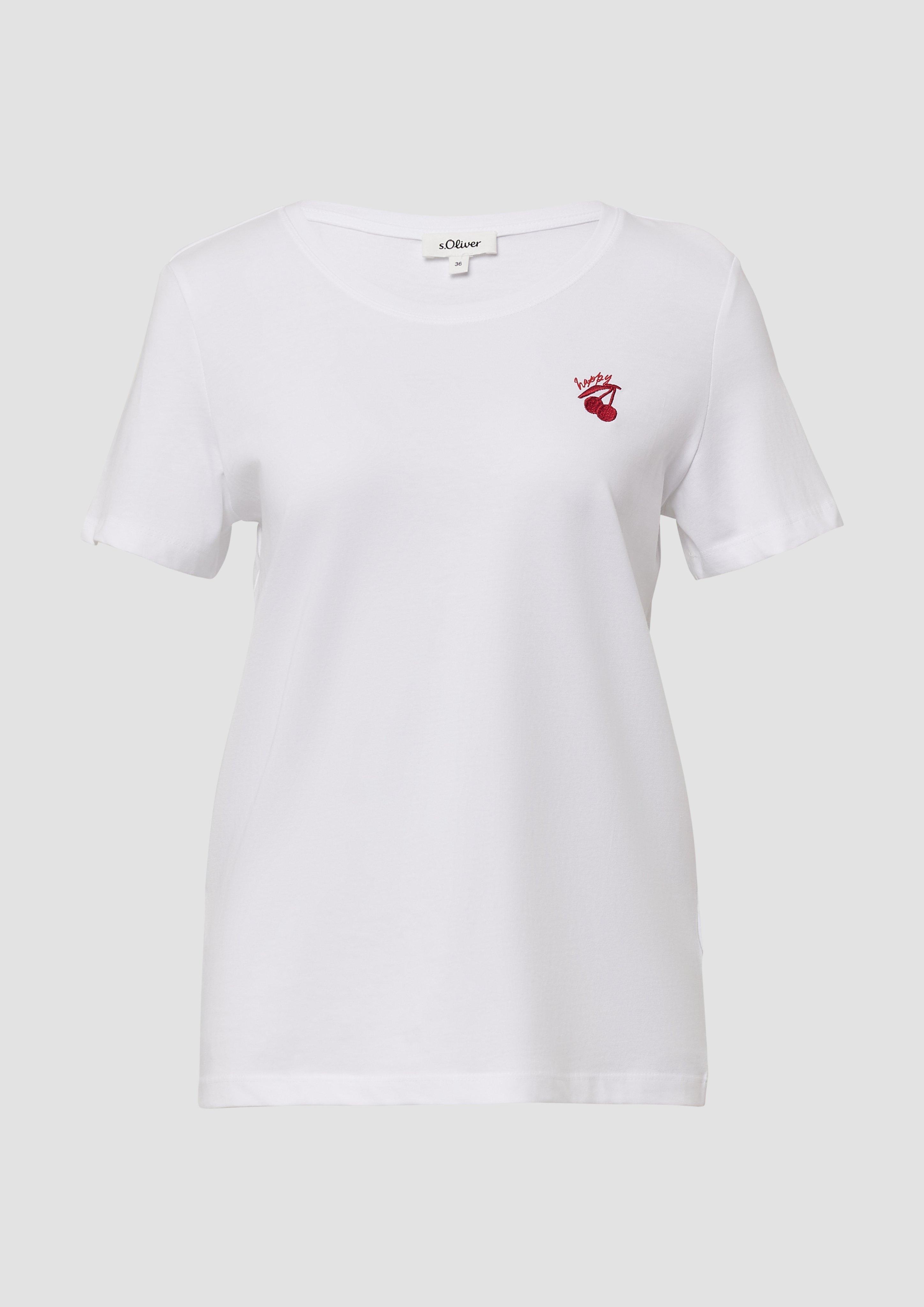 s.Oliver - Jersey-T-Shirt mit Stickerei, Damen, weiß