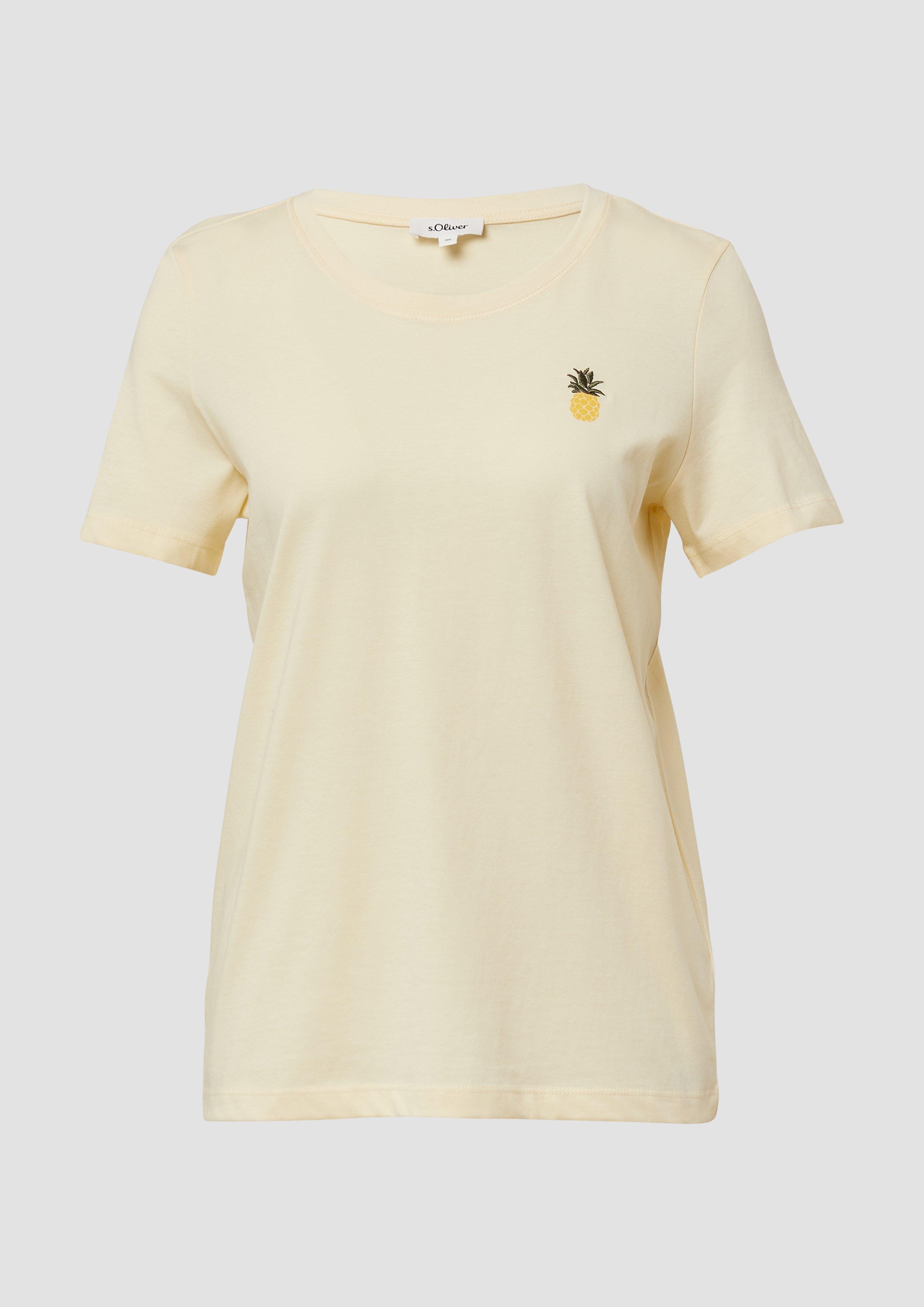 s.Oliver - Jersey-T-Shirt mit Stickerei, Damen, gelb