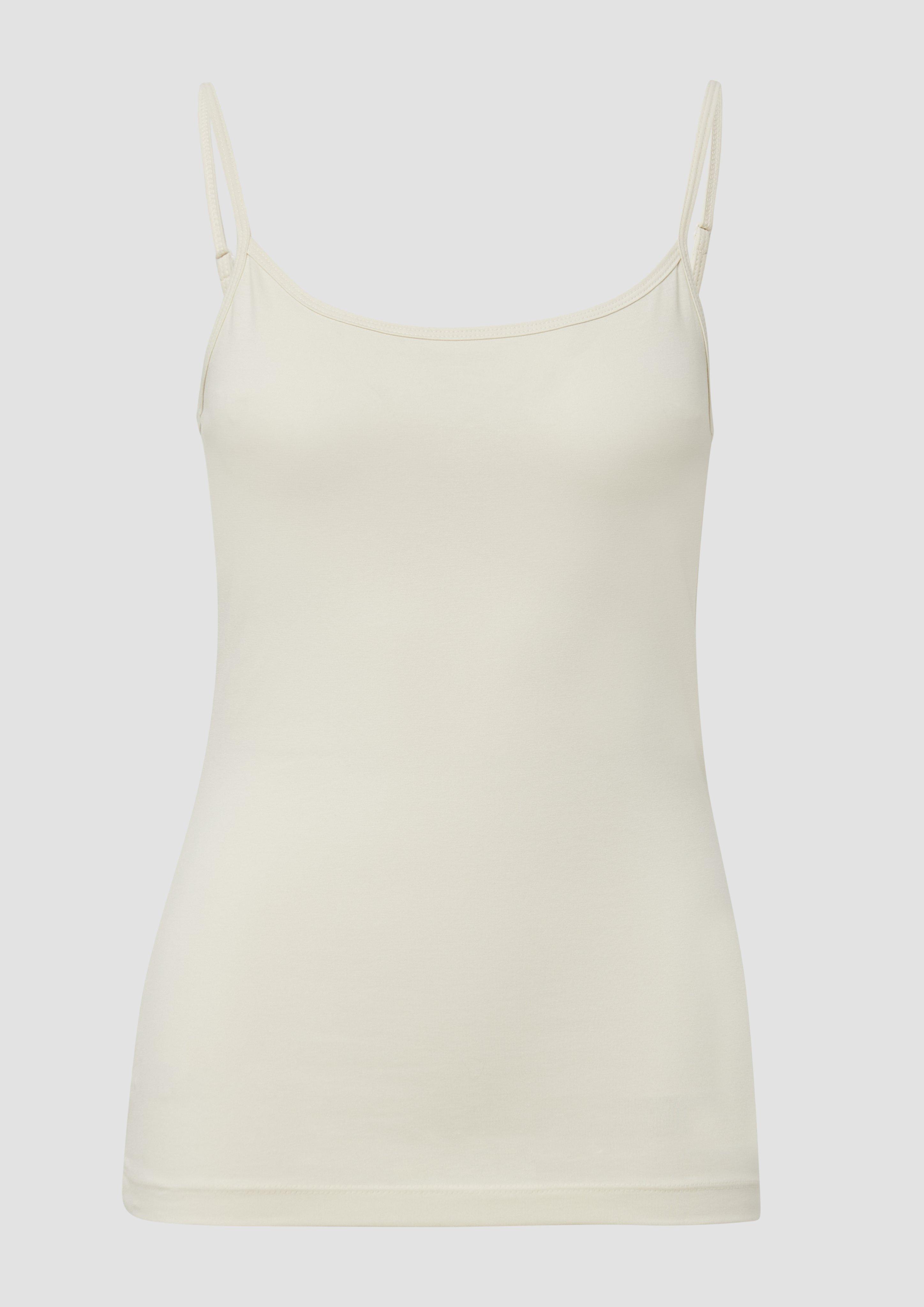 s.Oliver - Slim-Fit-Top aus Baumwollmix mit verstellbaren Spaghettiträgern, Damen, creme