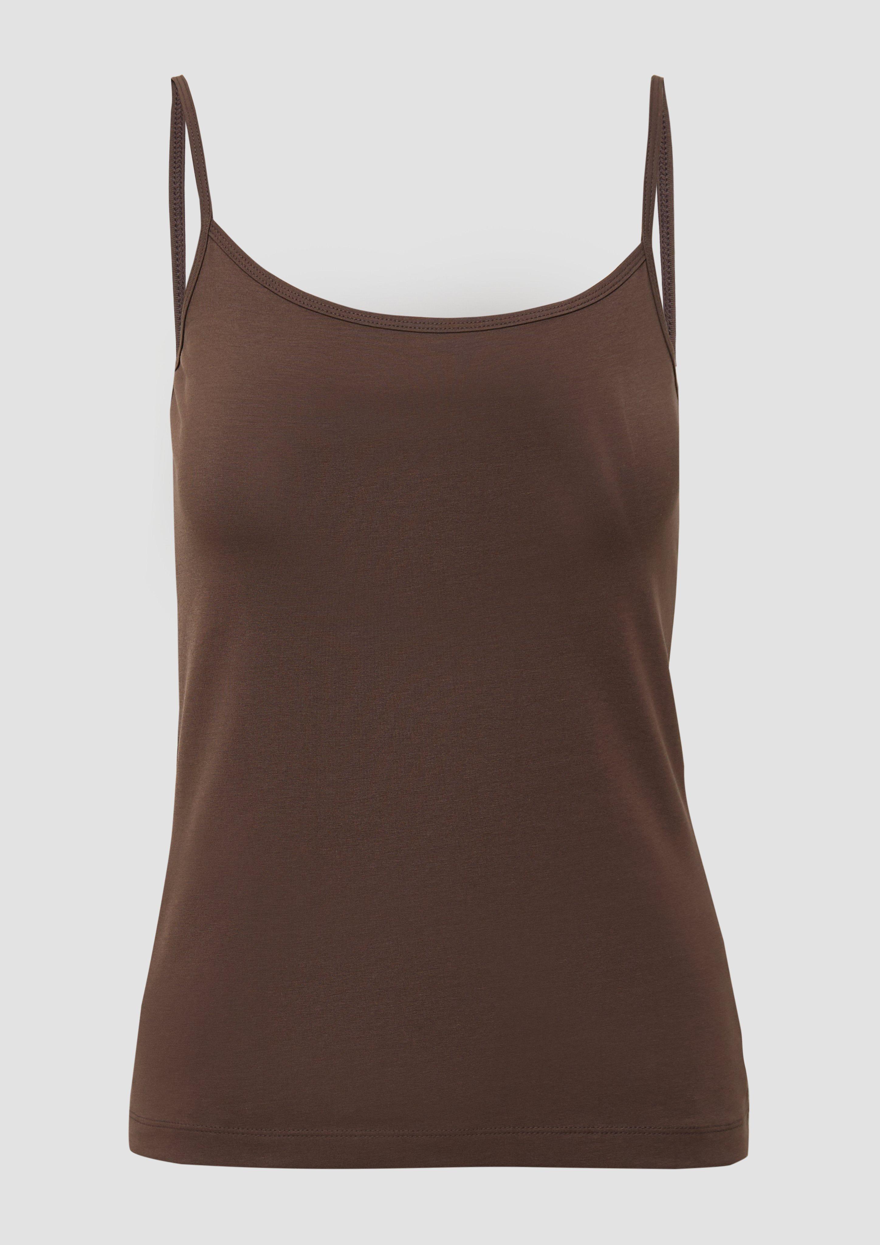s.Oliver - Slim-Fit-Top aus Baumwollmix mit verstellbaren Spaghettiträgern, Damen, braun