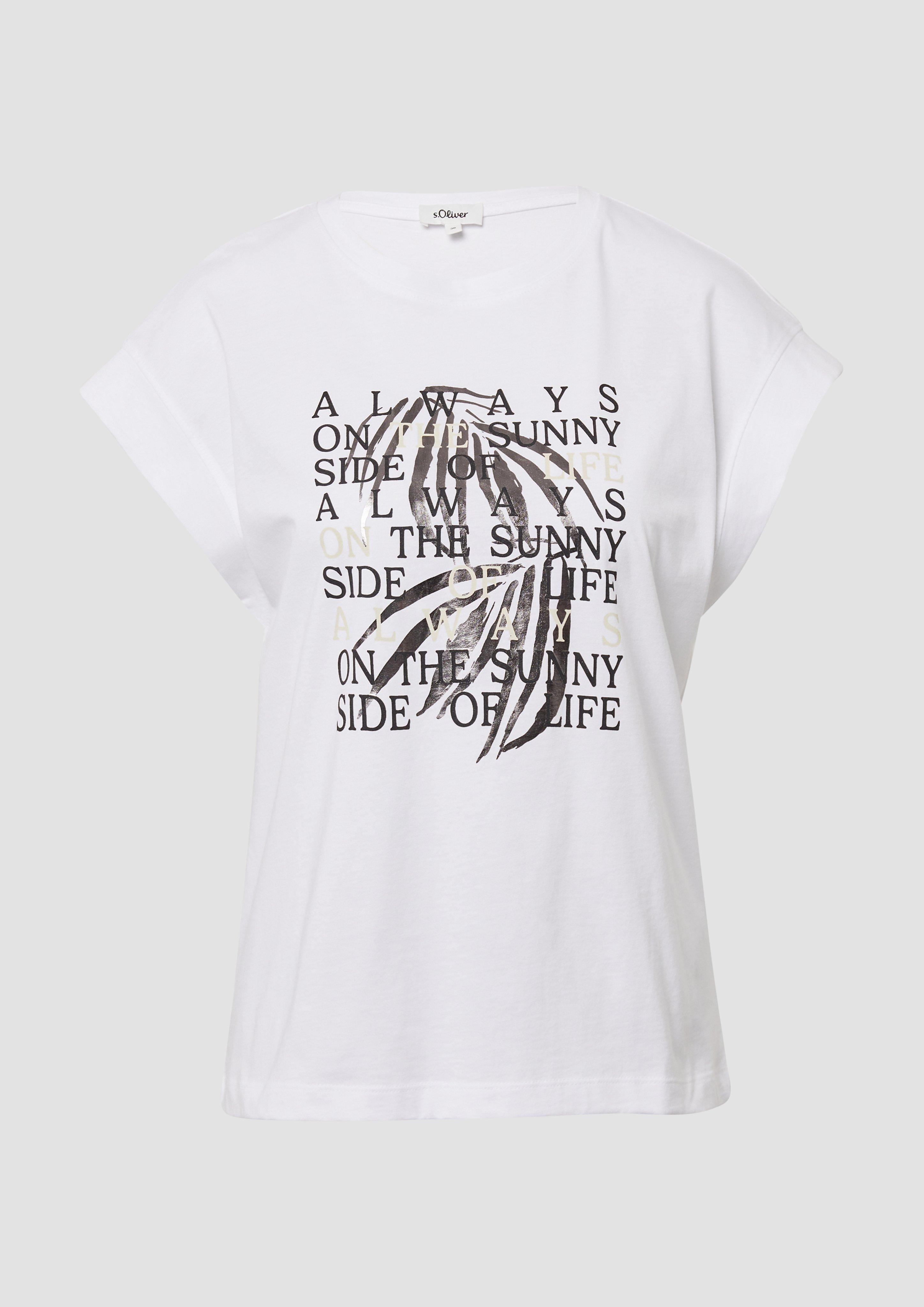 s.Oliver - T-Shirt im Relaxed Fit mit Folienprint, Damen, weiß