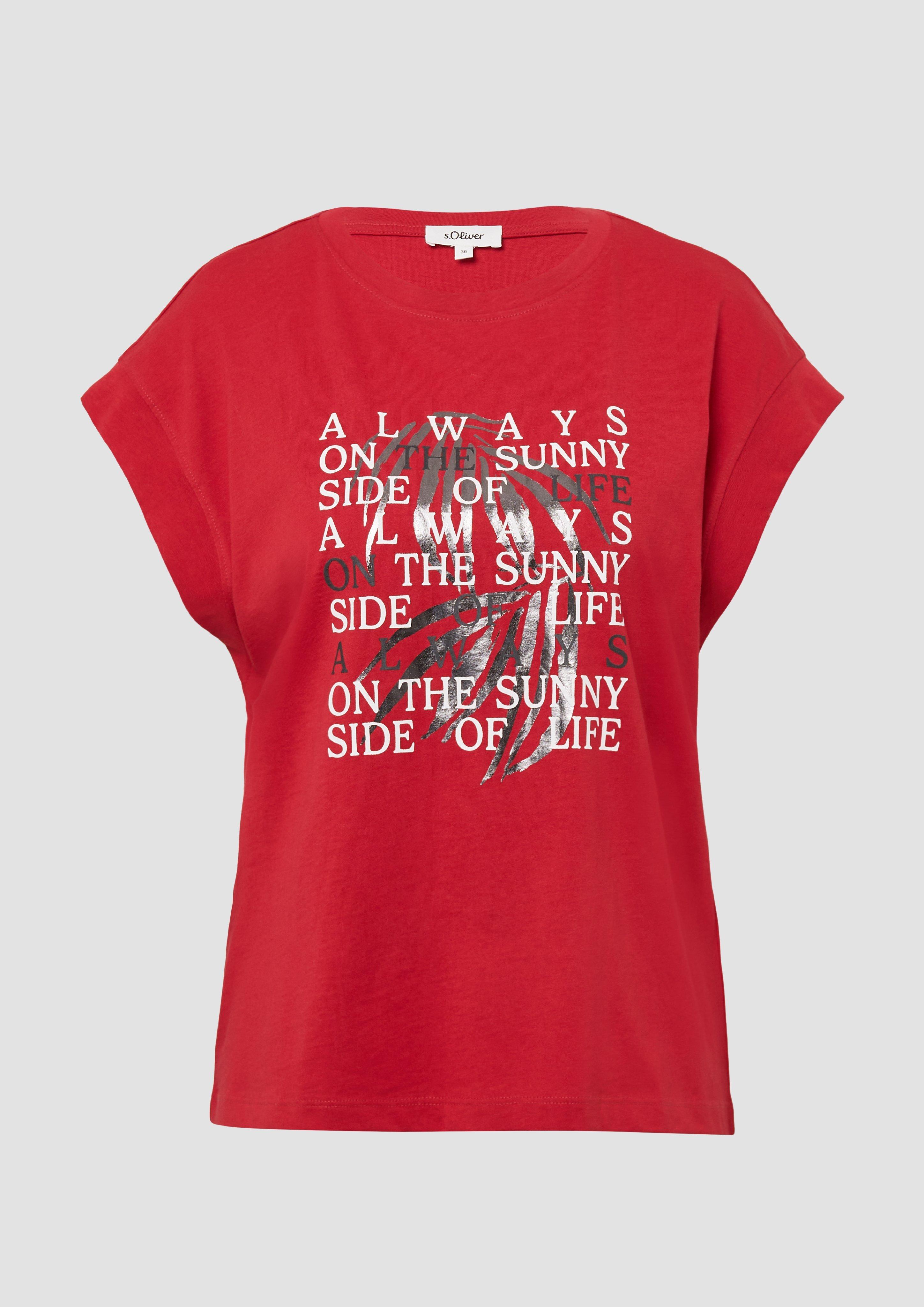 s.Oliver - T-Shirt im Relaxed Fit mit Folienprint, Damen, rot