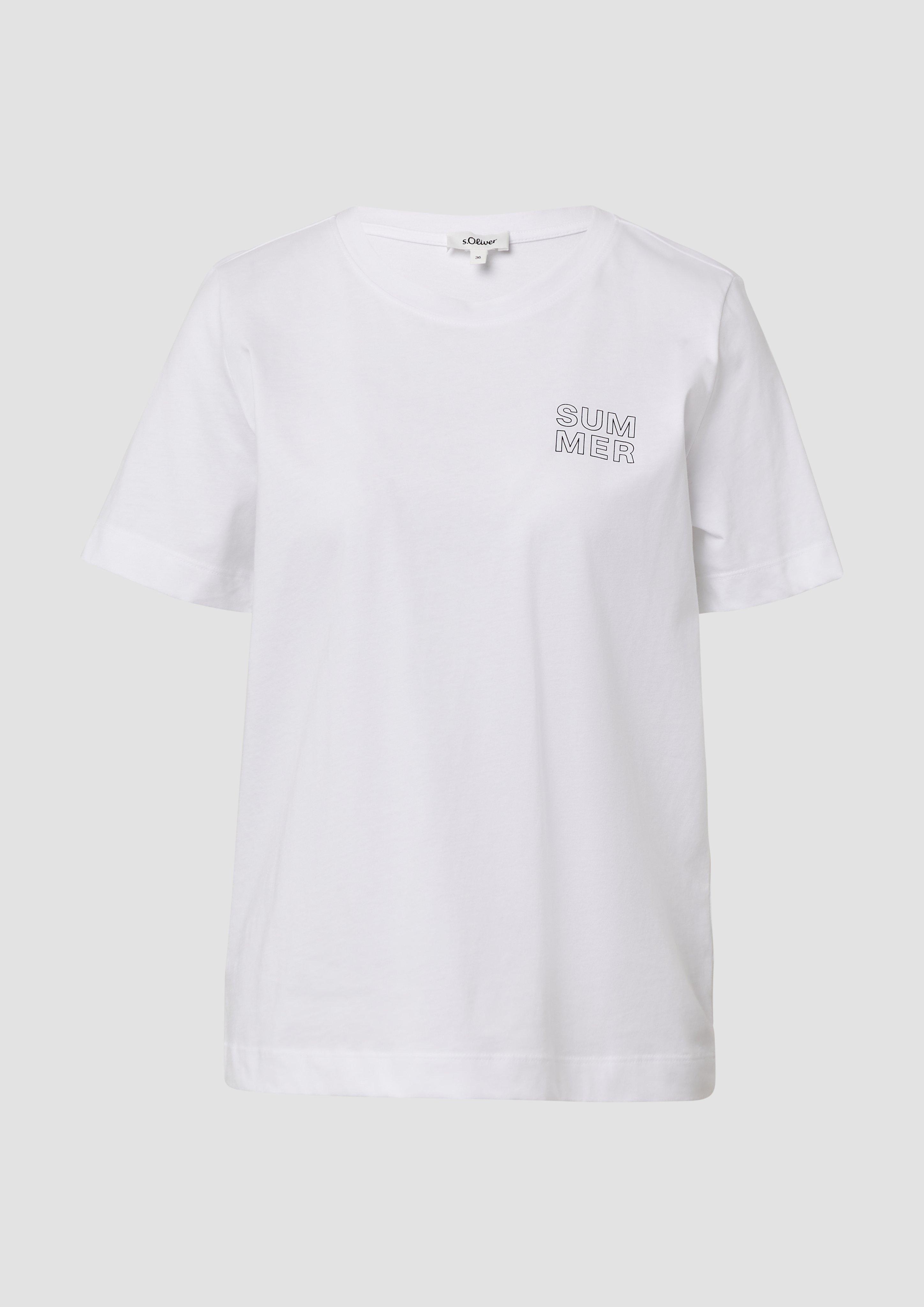 s.Oliver - T-Shirt mit Front- und Rückenprint, Damen, weiß