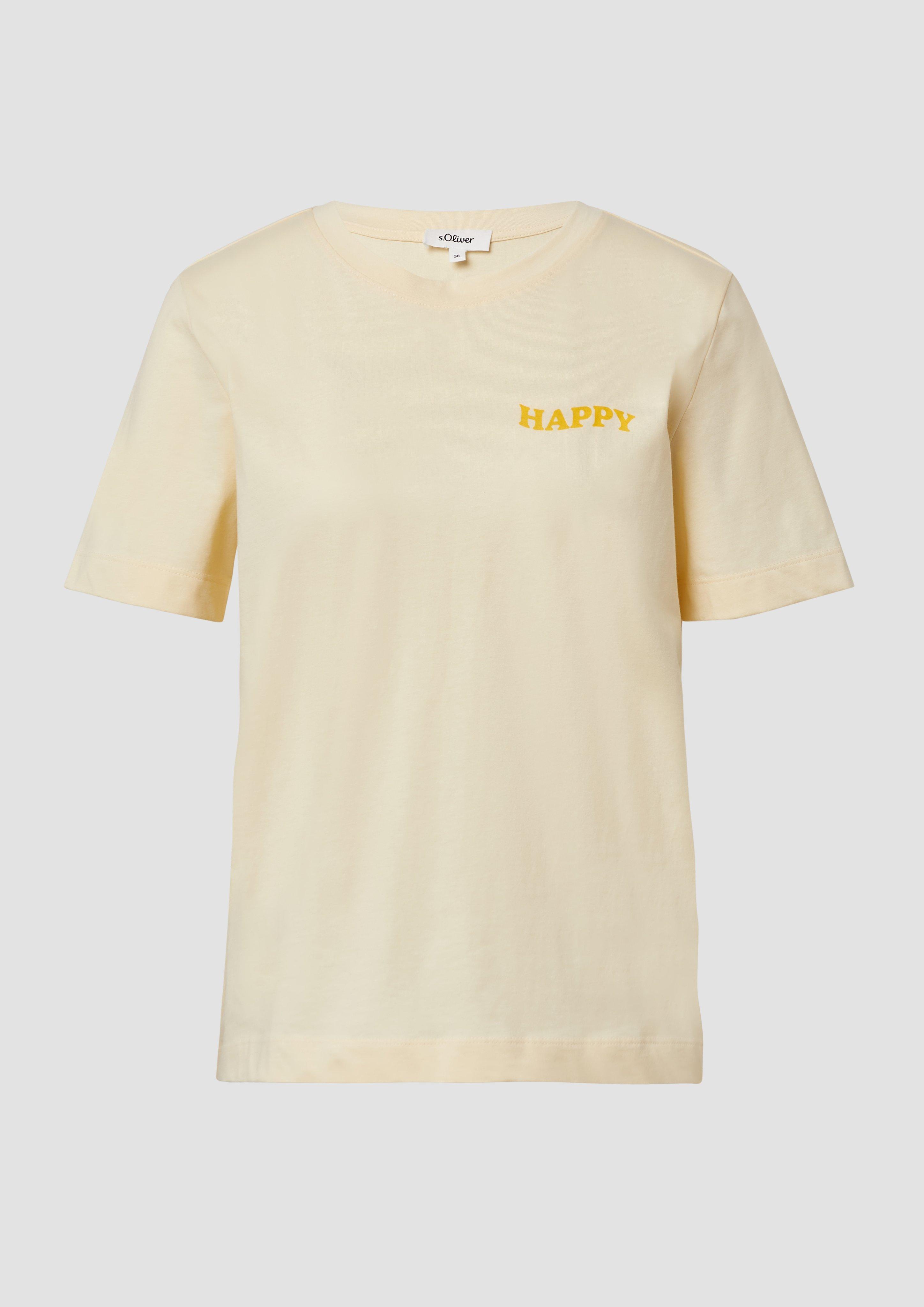 s.Oliver - T-Shirt mit Front- und Rückenprint, Damen, Beige