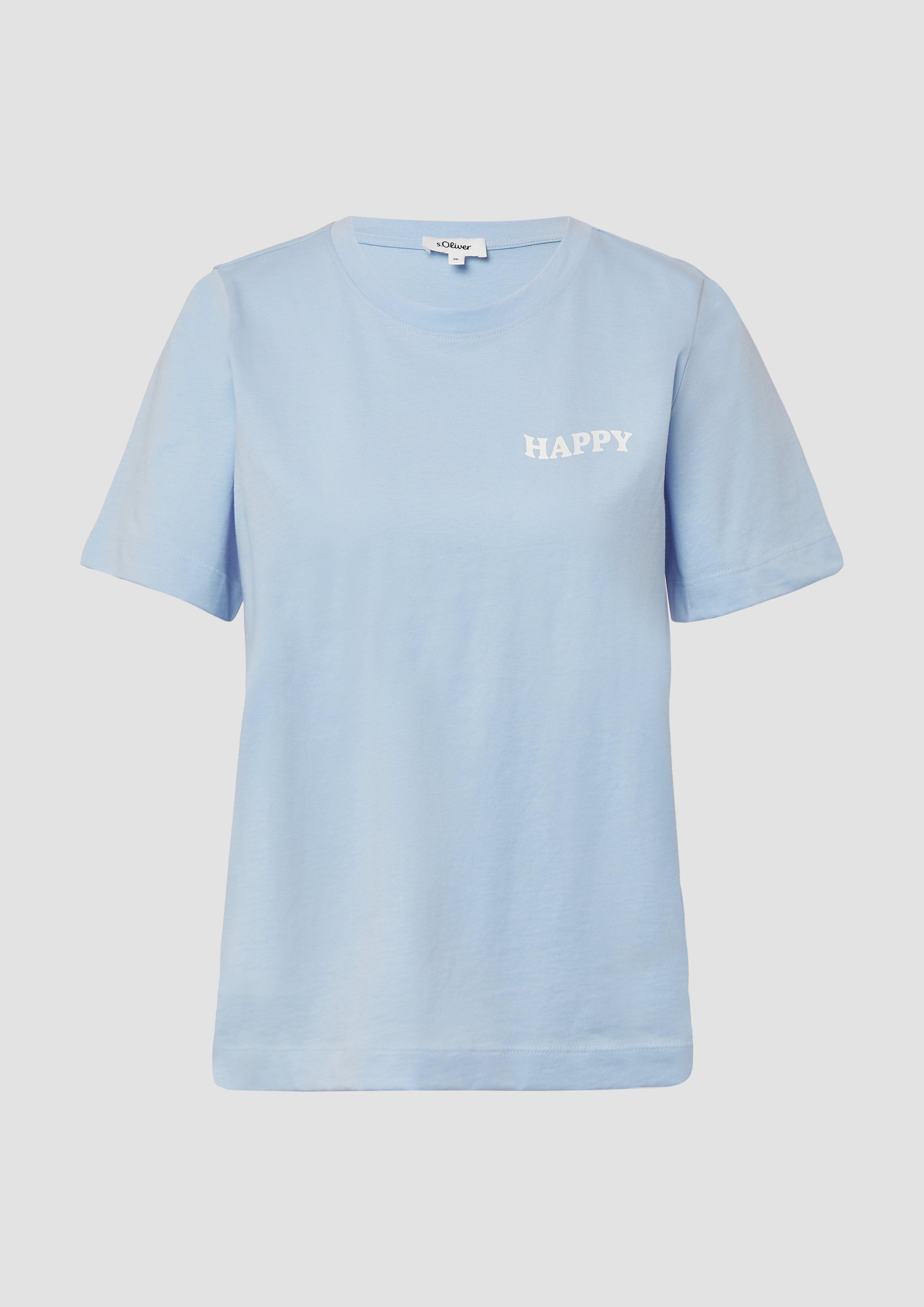 s.Oliver - T-Shirt mit Front- und Rückenprint, Damen, blau