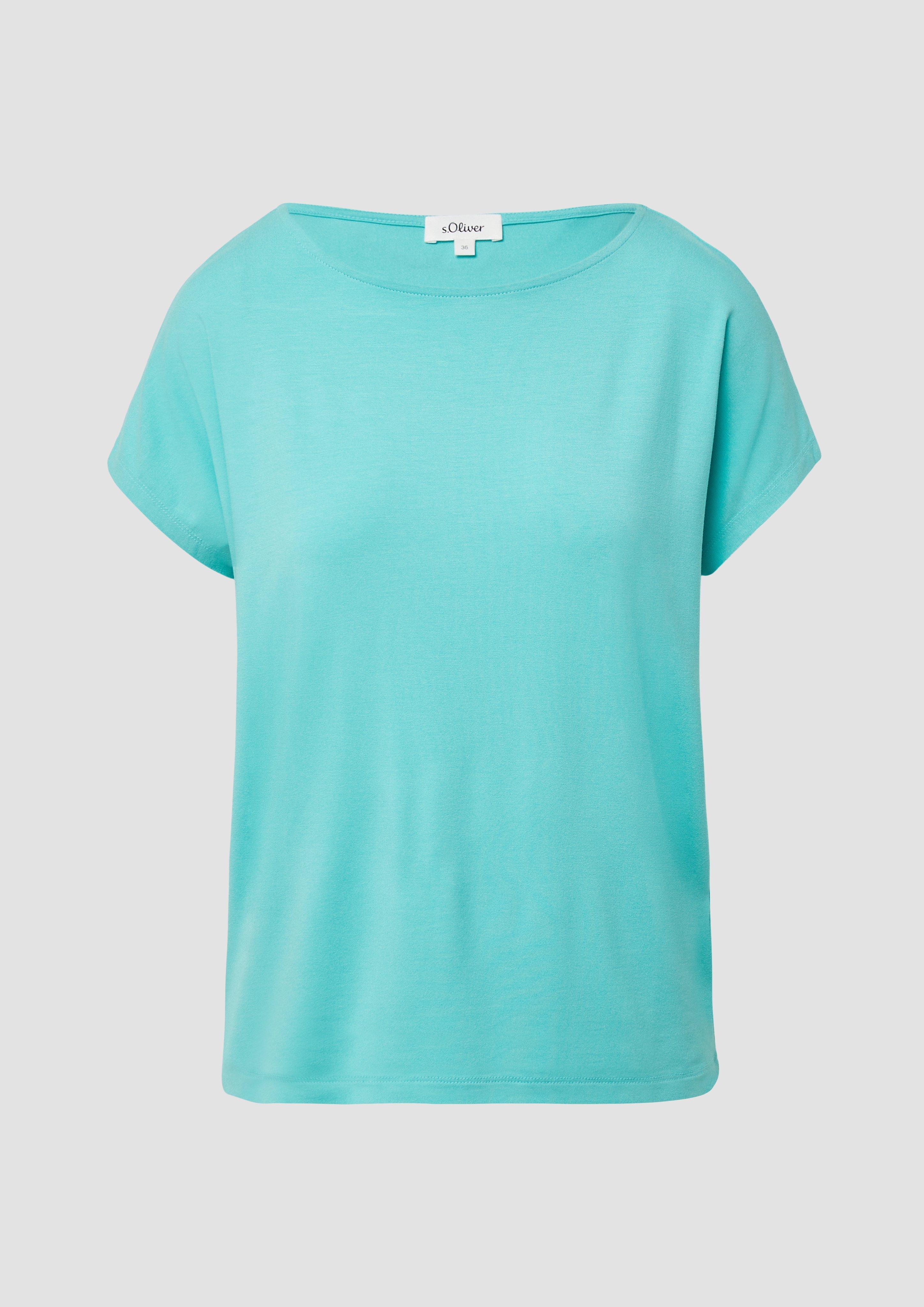 s.Oliver - Fließendes Jersey-Shirt mit überschnittenen Schultern, Damen, türkis