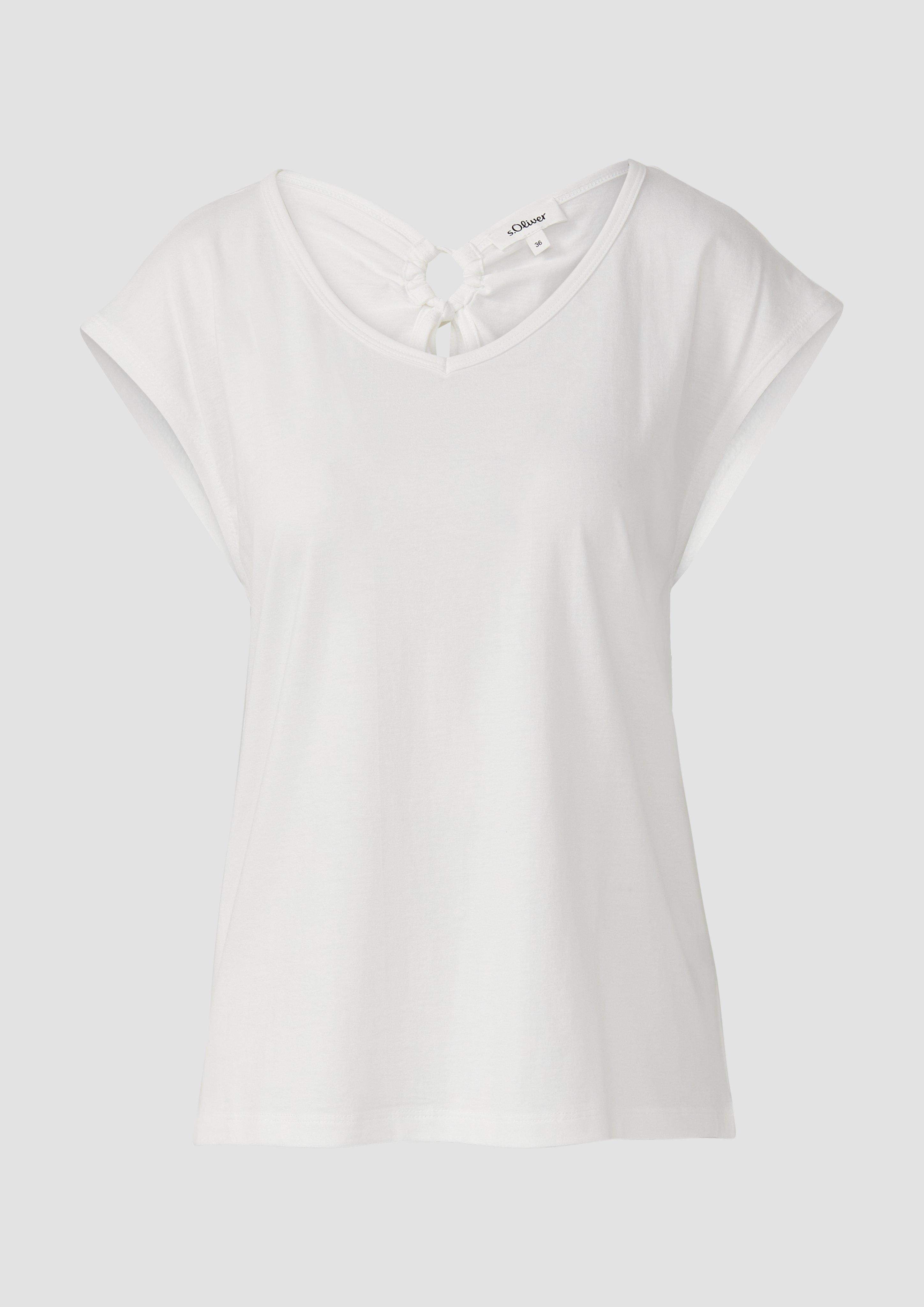 s.Oliver - Ärmelloses Relaxed-Fit-Shirt mit Cut-out und Schleife, Damen, weiß