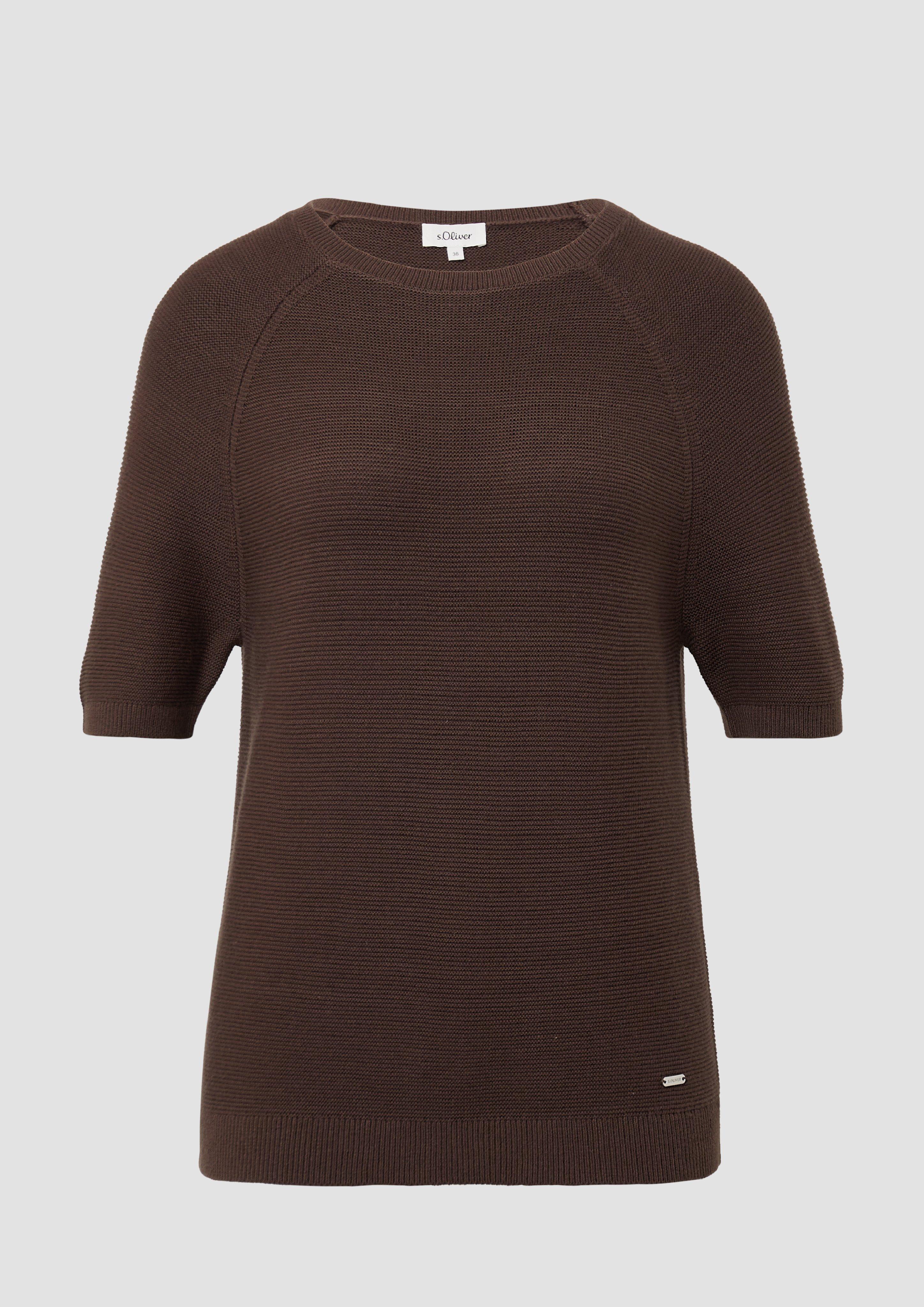 s.Oliver - Kurzarm-Strickpullover aus Baumwollmix, Damen, braun