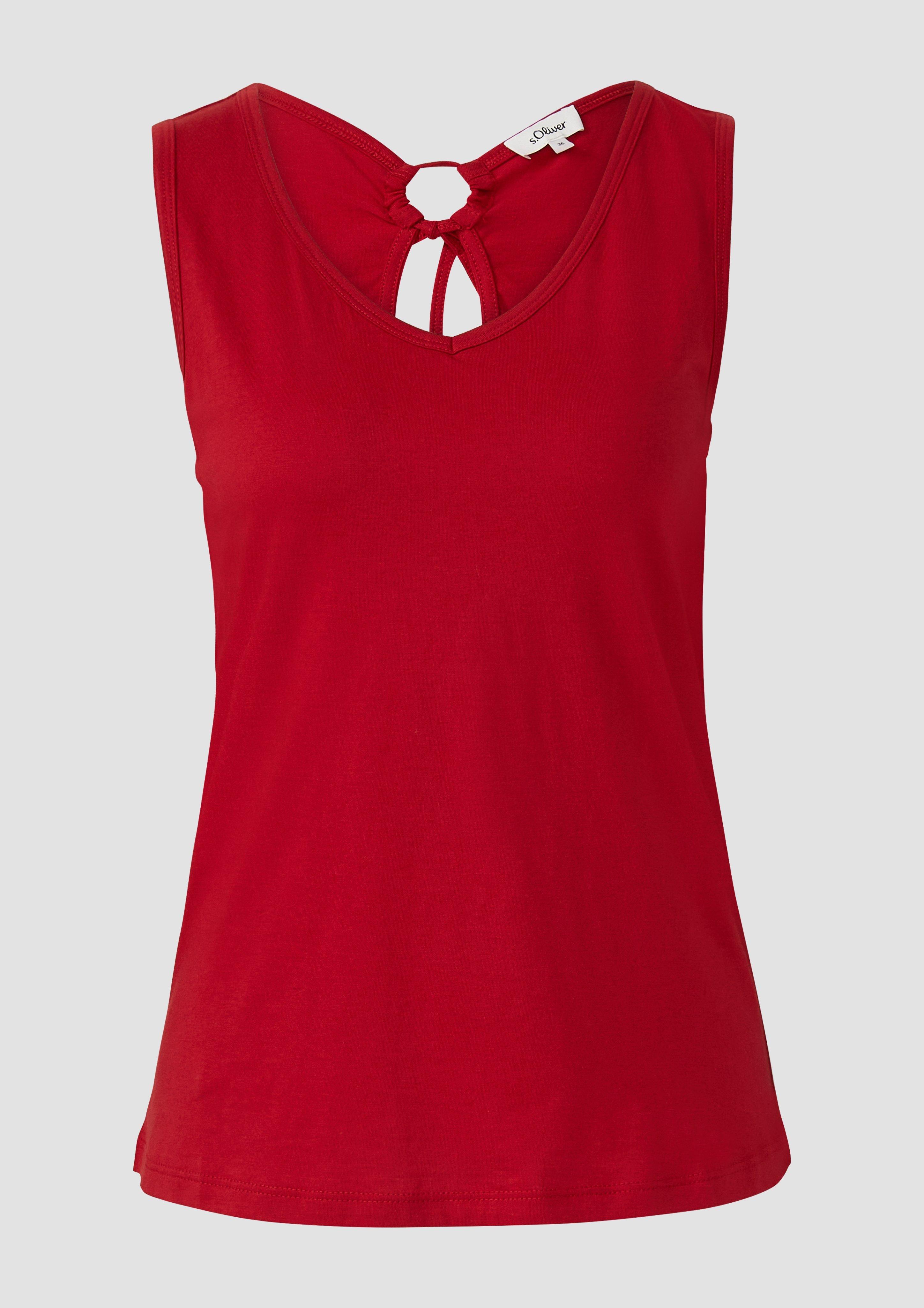 s.Oliver - Jersey-Top mit Cut-out und Schleife, Damen, rot