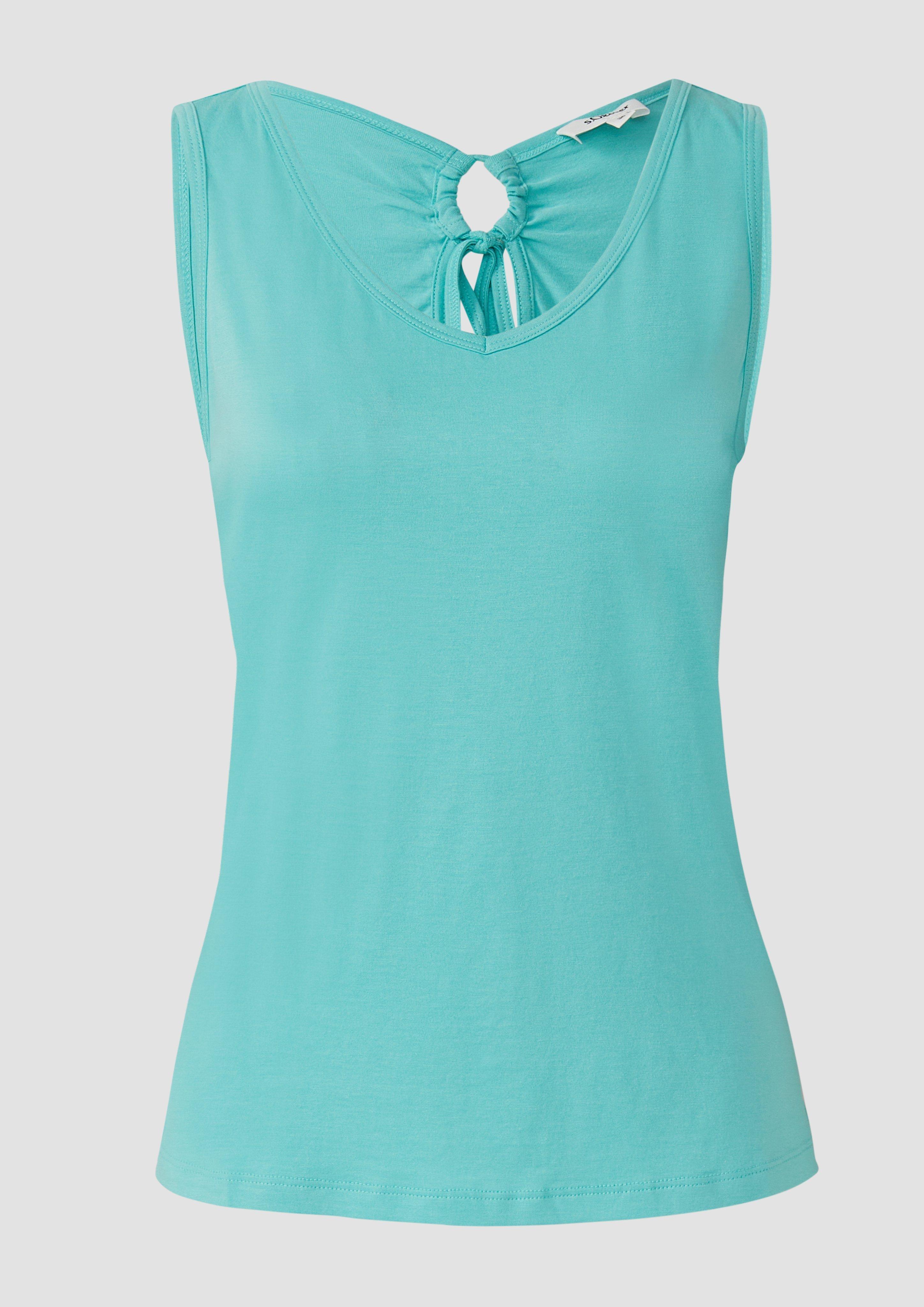 s.Oliver - Jersey-Top mit Cut-out und Schleife, Damen, türkis