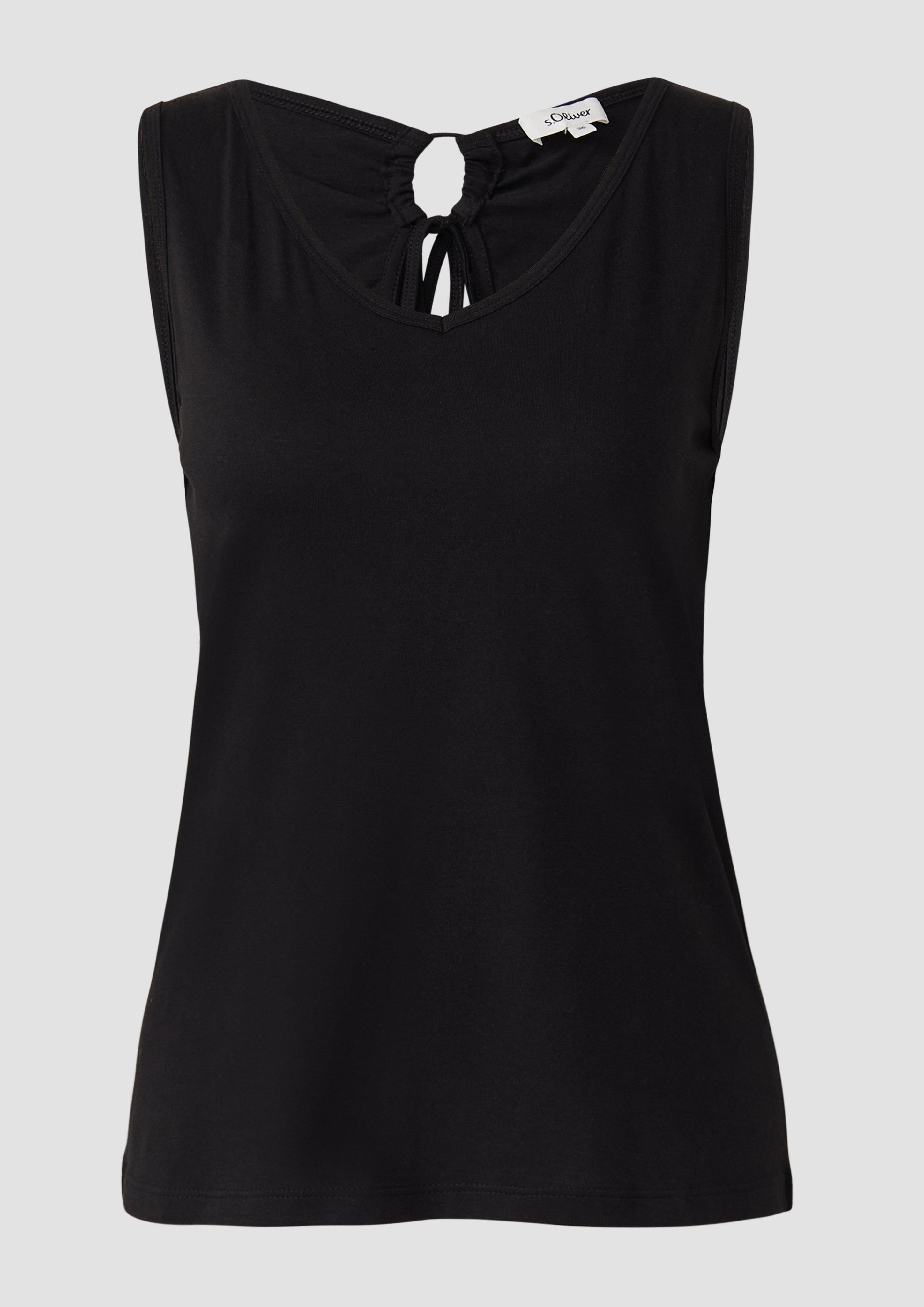 s.Oliver - Jersey-Top mit Cut-out und Schleife, Damen, schwarz