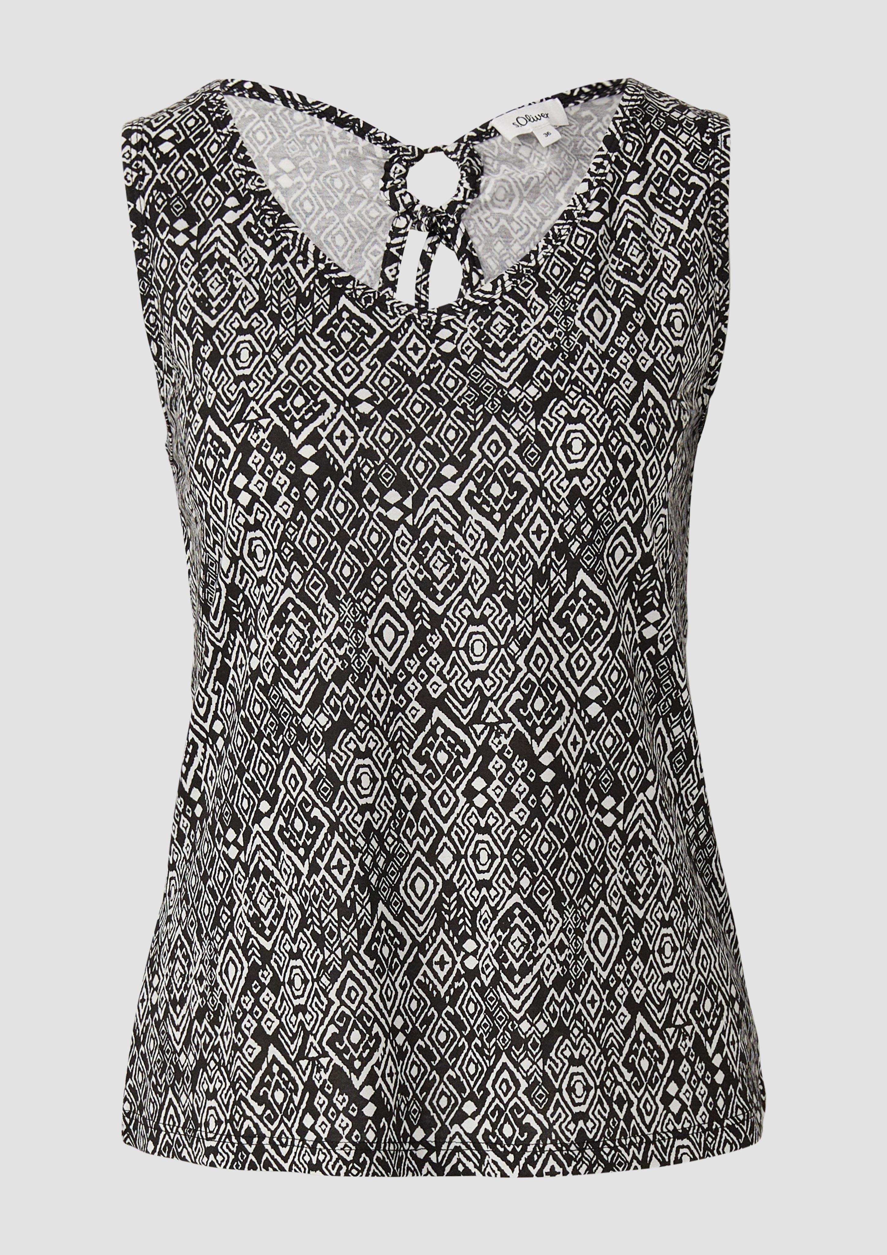 s.Oliver - Jersey-Top mit Cut-out und Schleife, Damen, schwarz