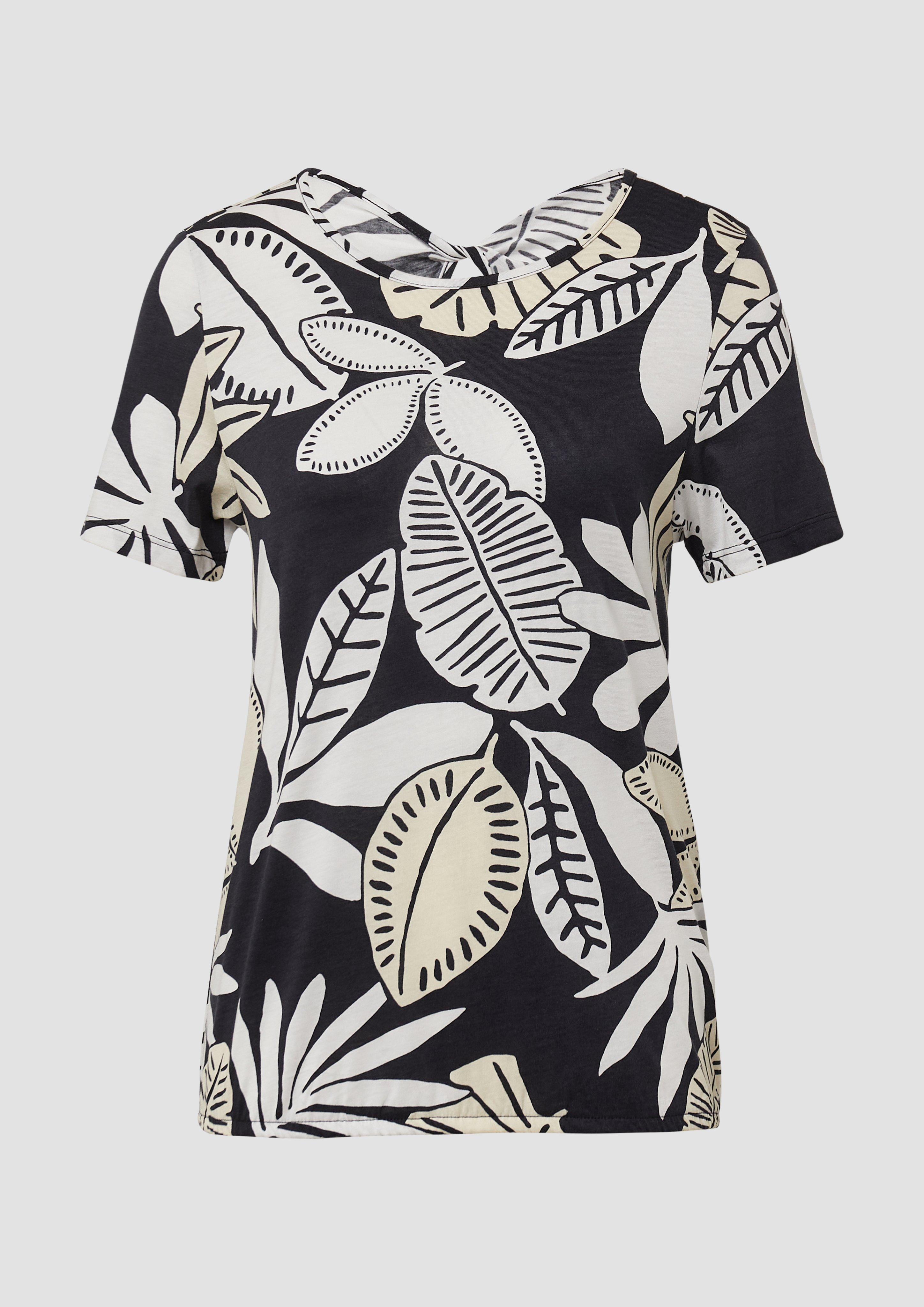 s.Oliver - Jersey-T-Shirt im O-Shape mit Cut-out, Damen, schwarz