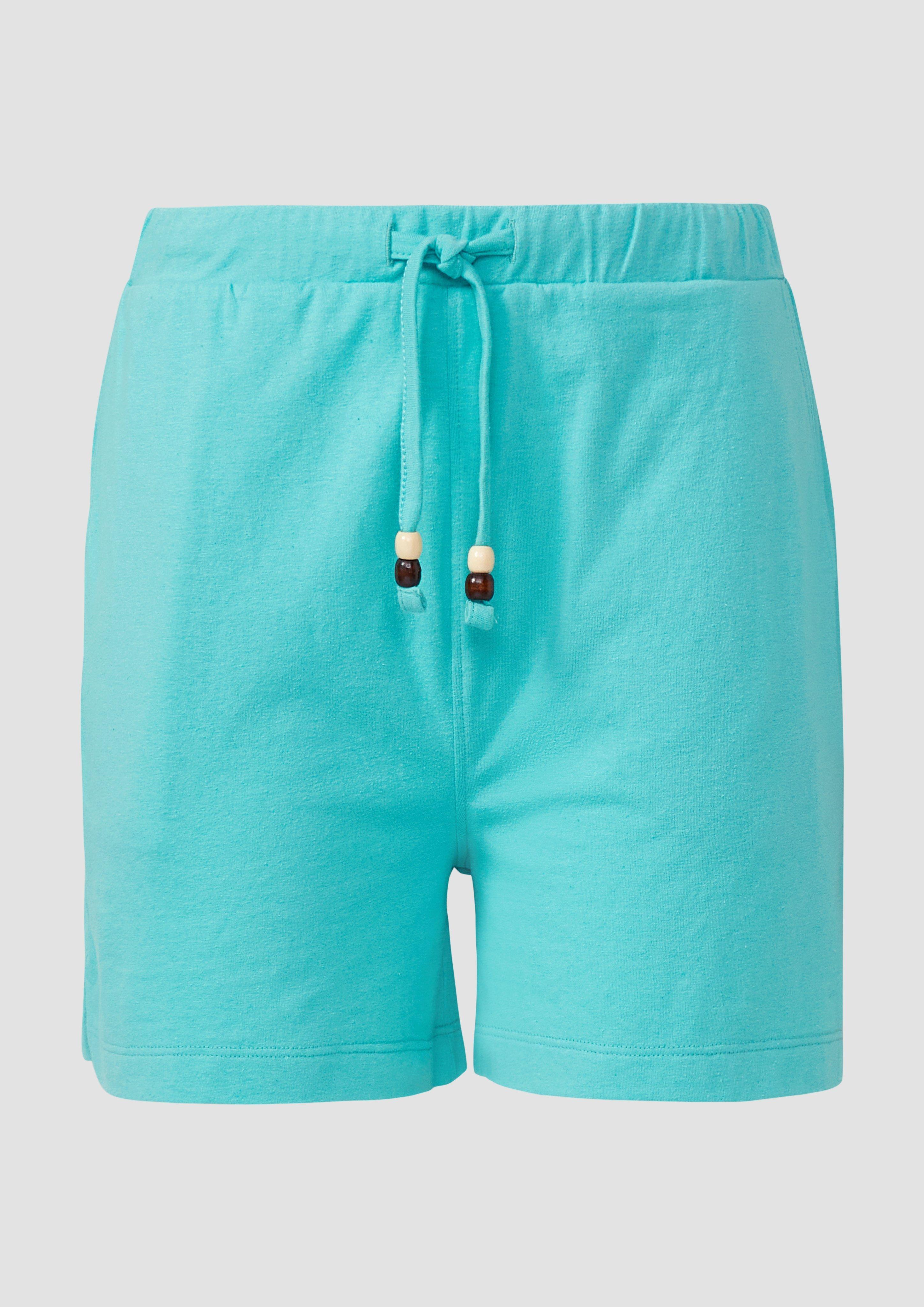 s.Oliver - Jersey-Shorts mit Elastikbund und Schmuckperlen, Damen, türkis