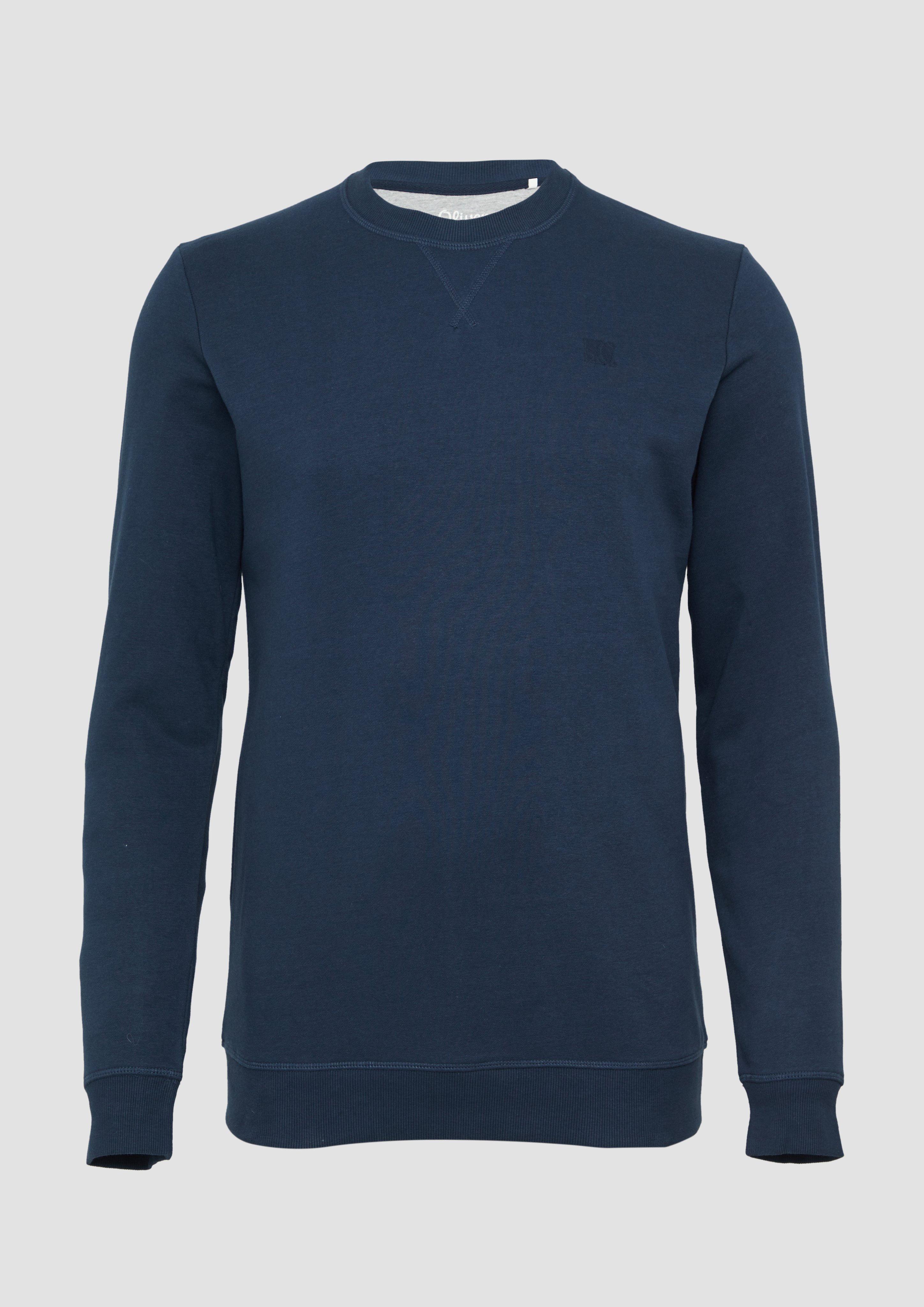 s.Oliver - Sweatshirt mit Label-Stickerei, Herren, blau