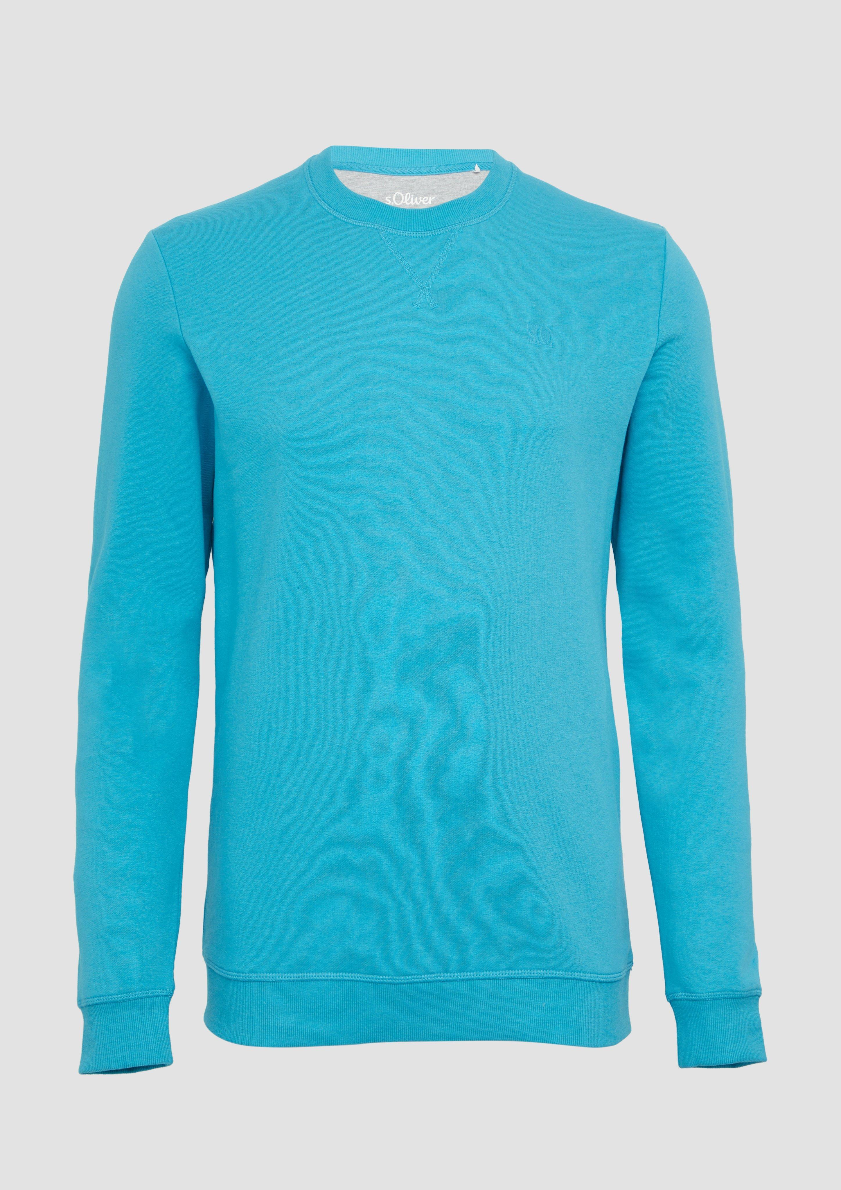 s.Oliver - Sweatshirt mit Label-Stickerei, Herren, türkis