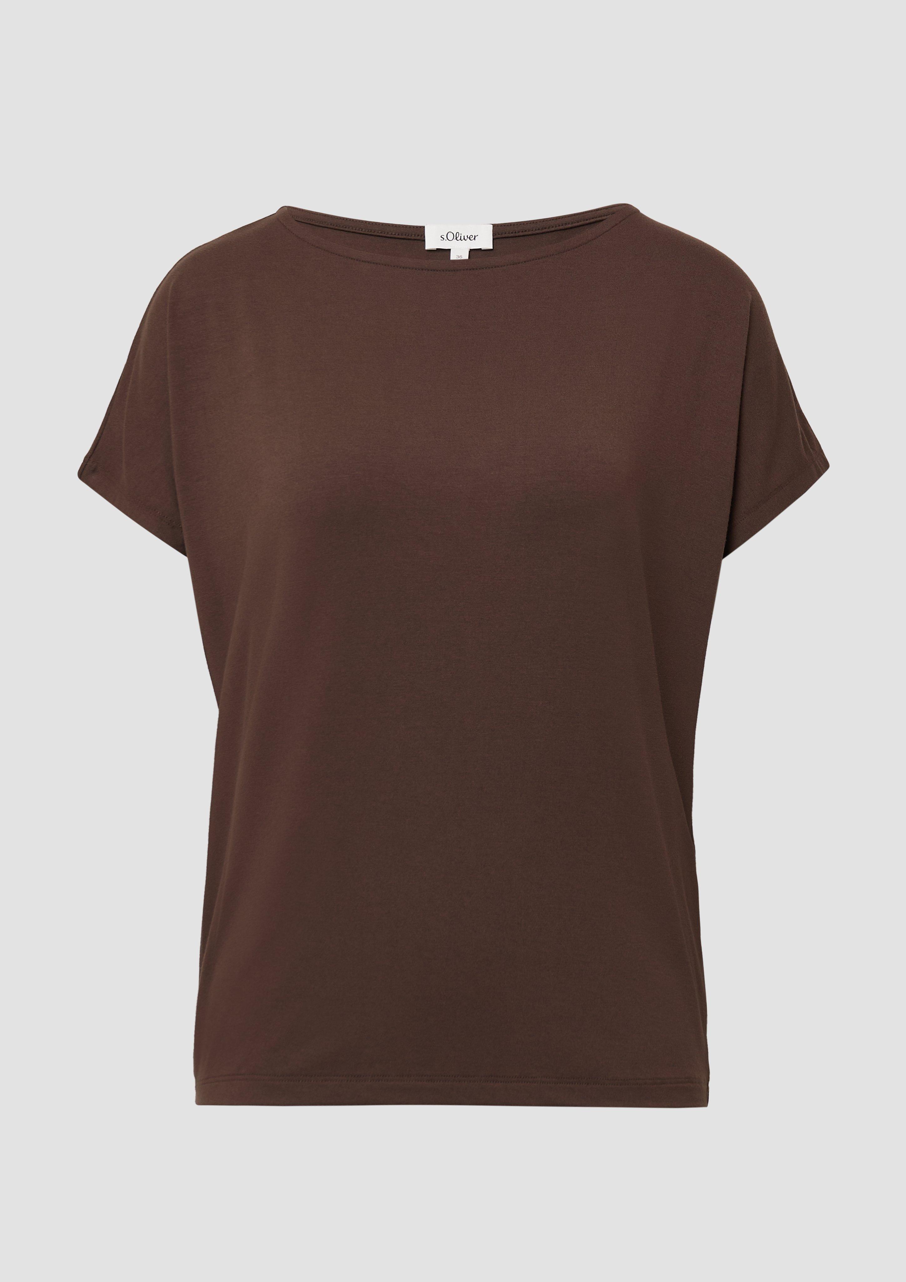 s.Oliver - Fließendes Jersey-Shirt mit überschnittenen Schultern, Damen, braun