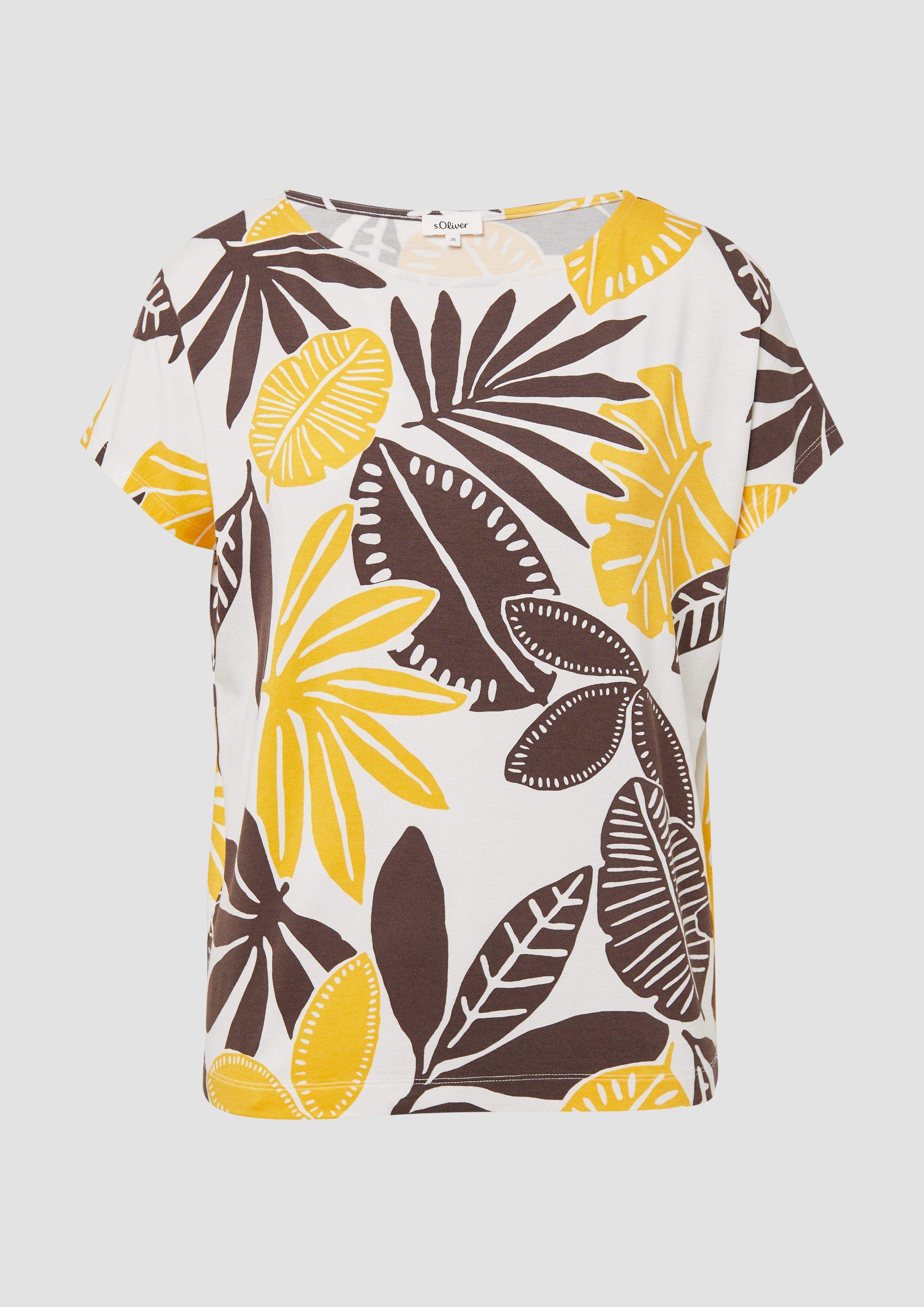 s.Oliver - Elastisches T-Shirt aus Viskosestretch im Relaxed Fit, Damen, creme
