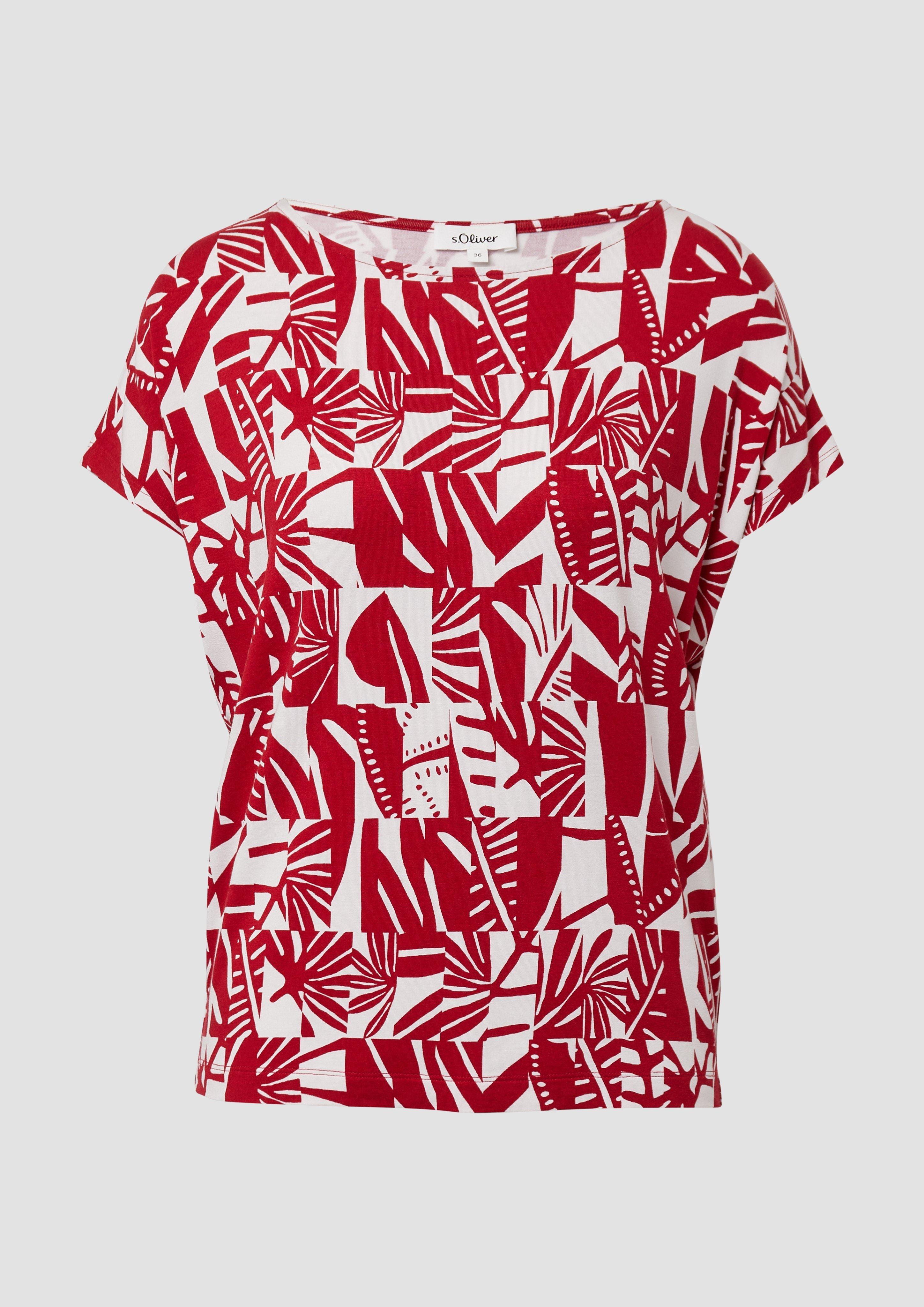 s.Oliver - Elastisches T-Shirt aus Viskosestretch im Relaxed Fit, Damen, rot