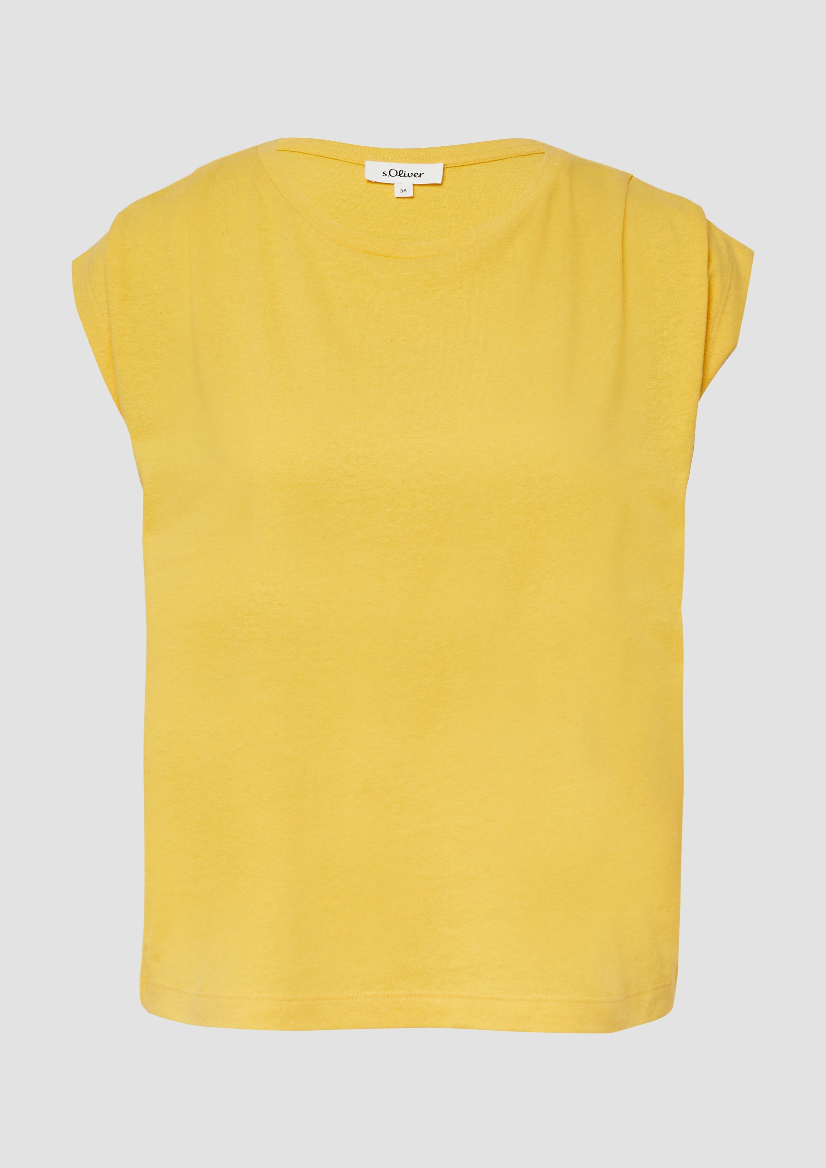 s.Oliver - Verkürztes T-Shirt mit Faltendetails, Damen, gelb