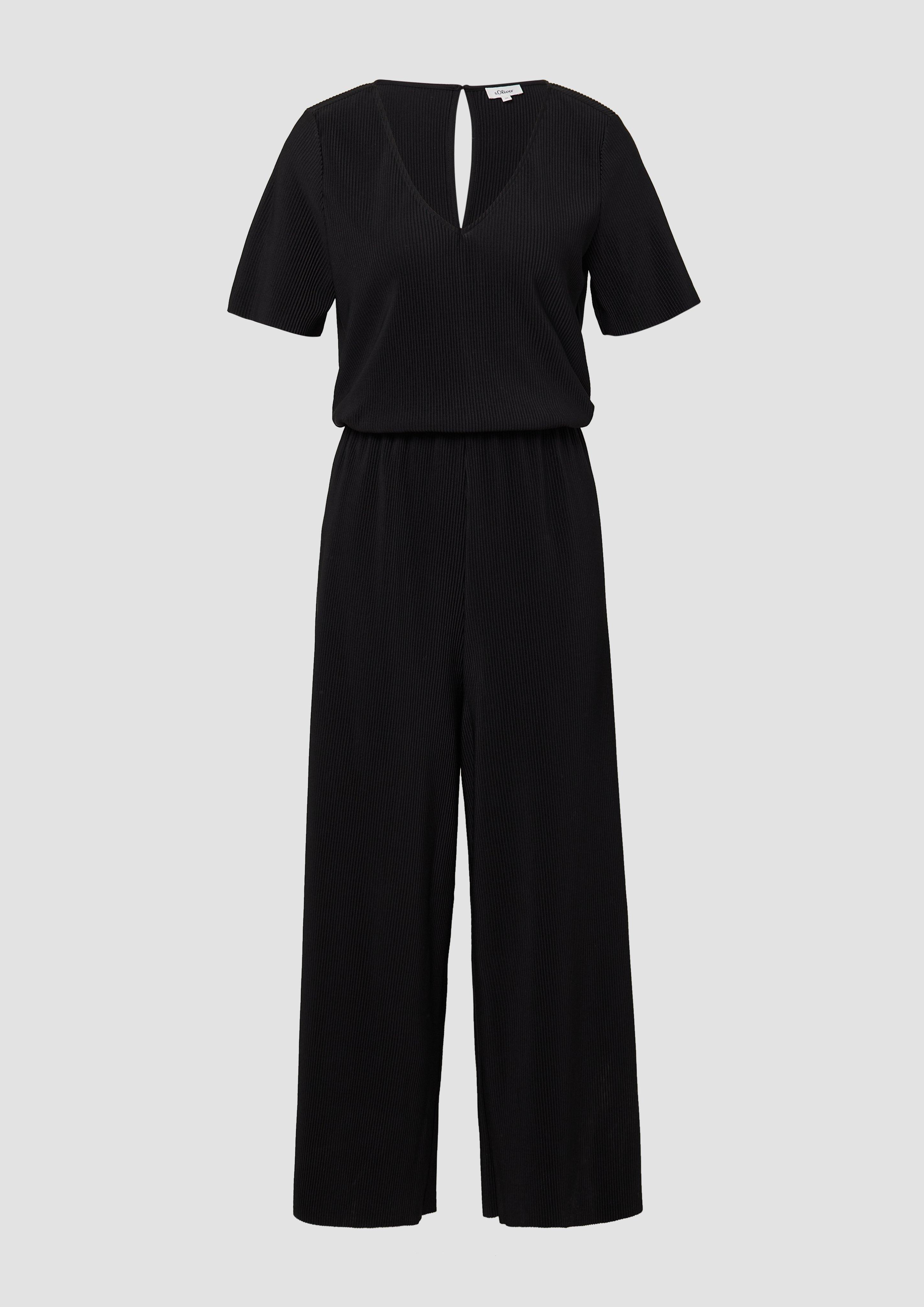 s.Oliver - Jumpsuit mit Culotte aus plissierter Jerseyware, Damen, schwarz
