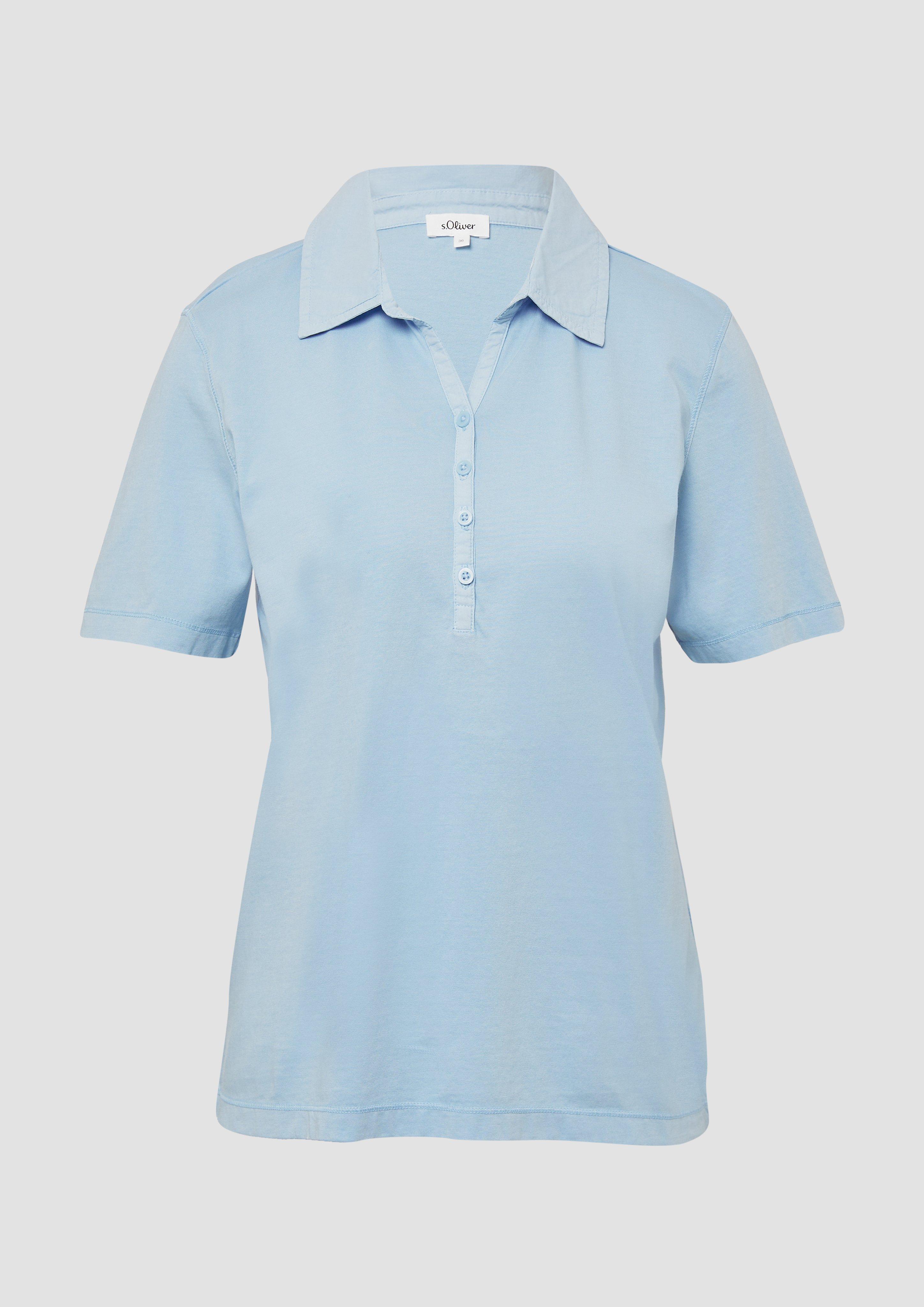 s.Oliver - Jersey-Polo mit Knopfleiste, Damen, blau
