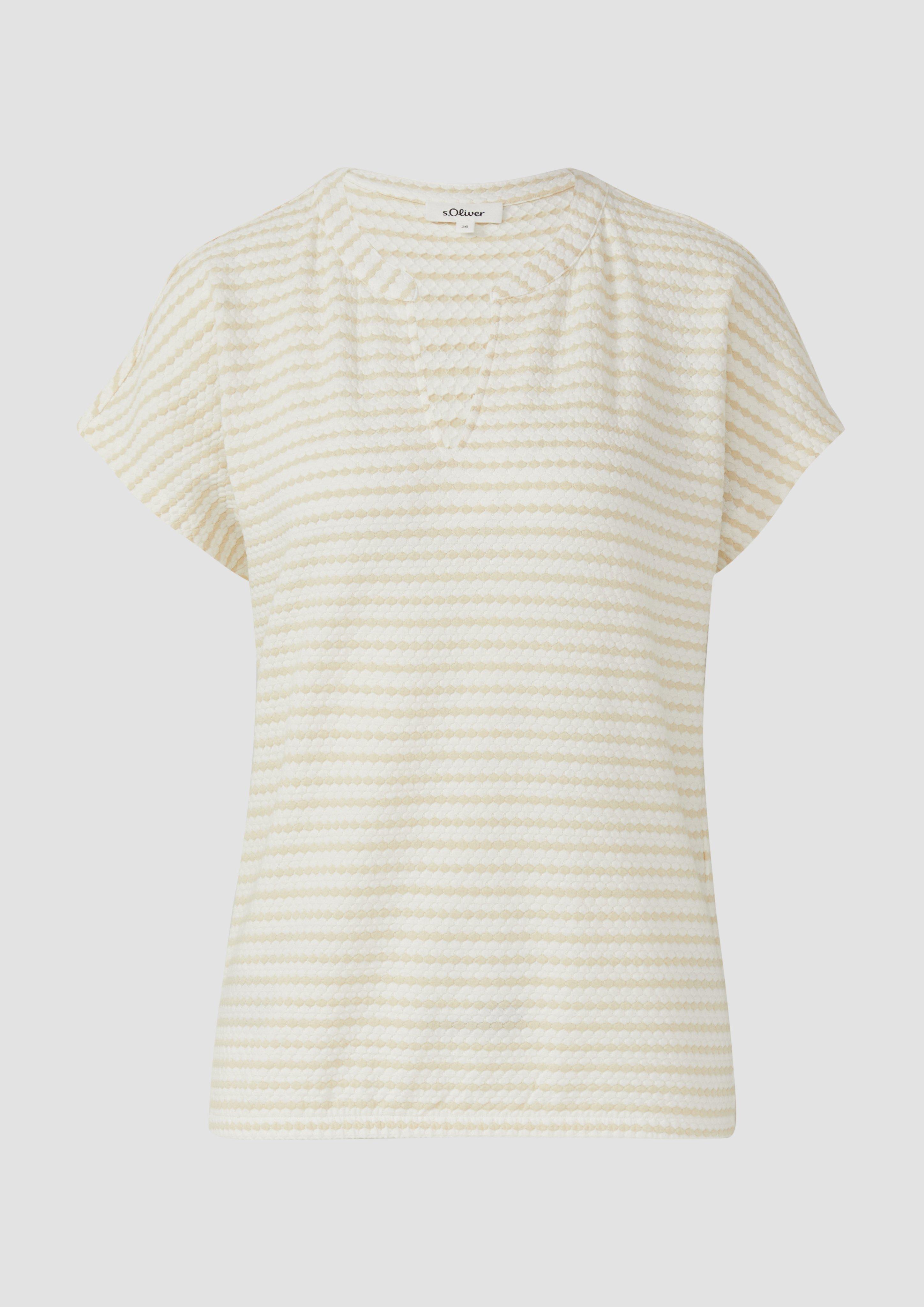 s.Oliver - Strukturiertes T-Shirt im O-Shape, Damen, beige|creme