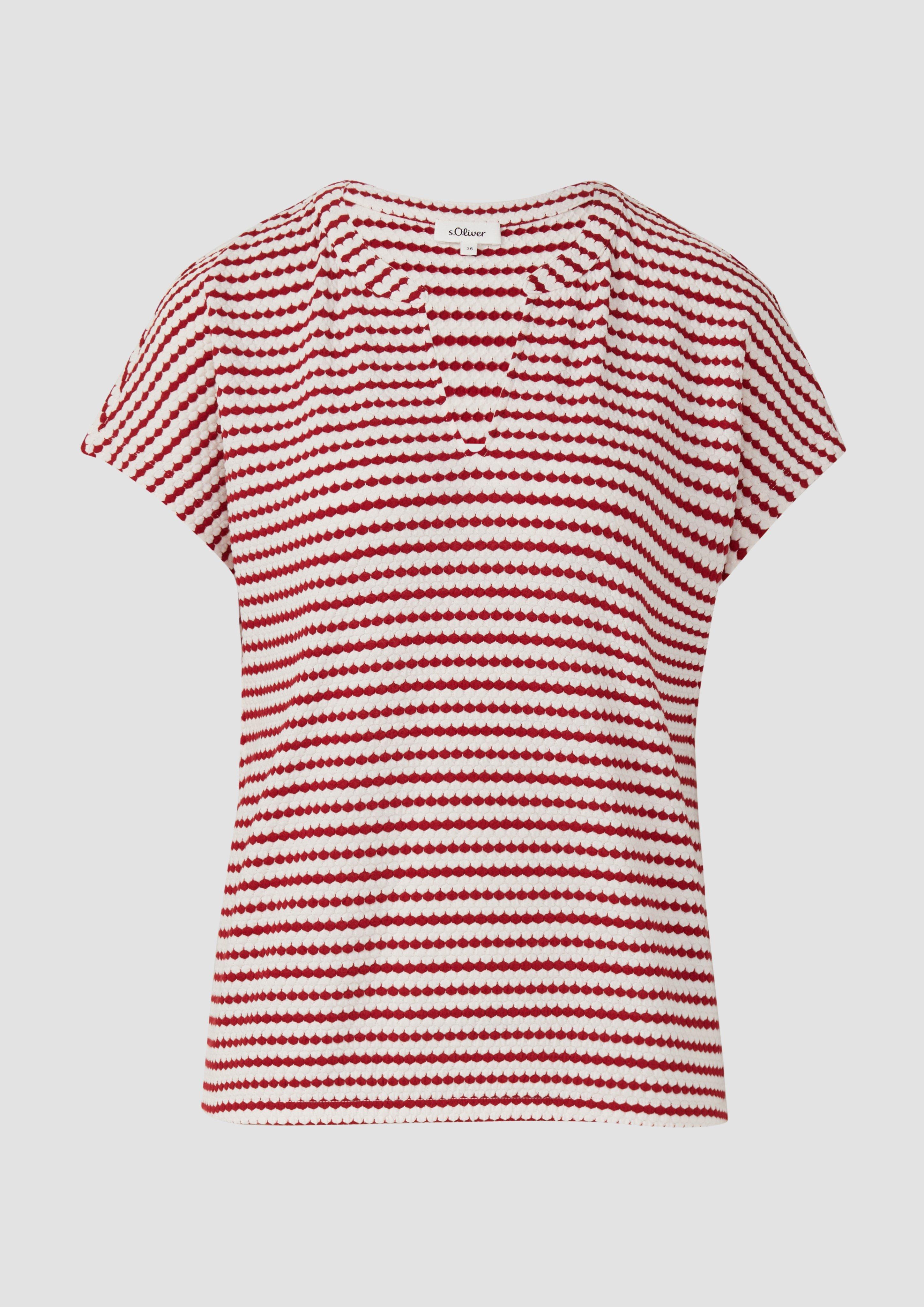 s.Oliver - Strukturiertes T-Shirt im O-Shape, Damen, rot|creme