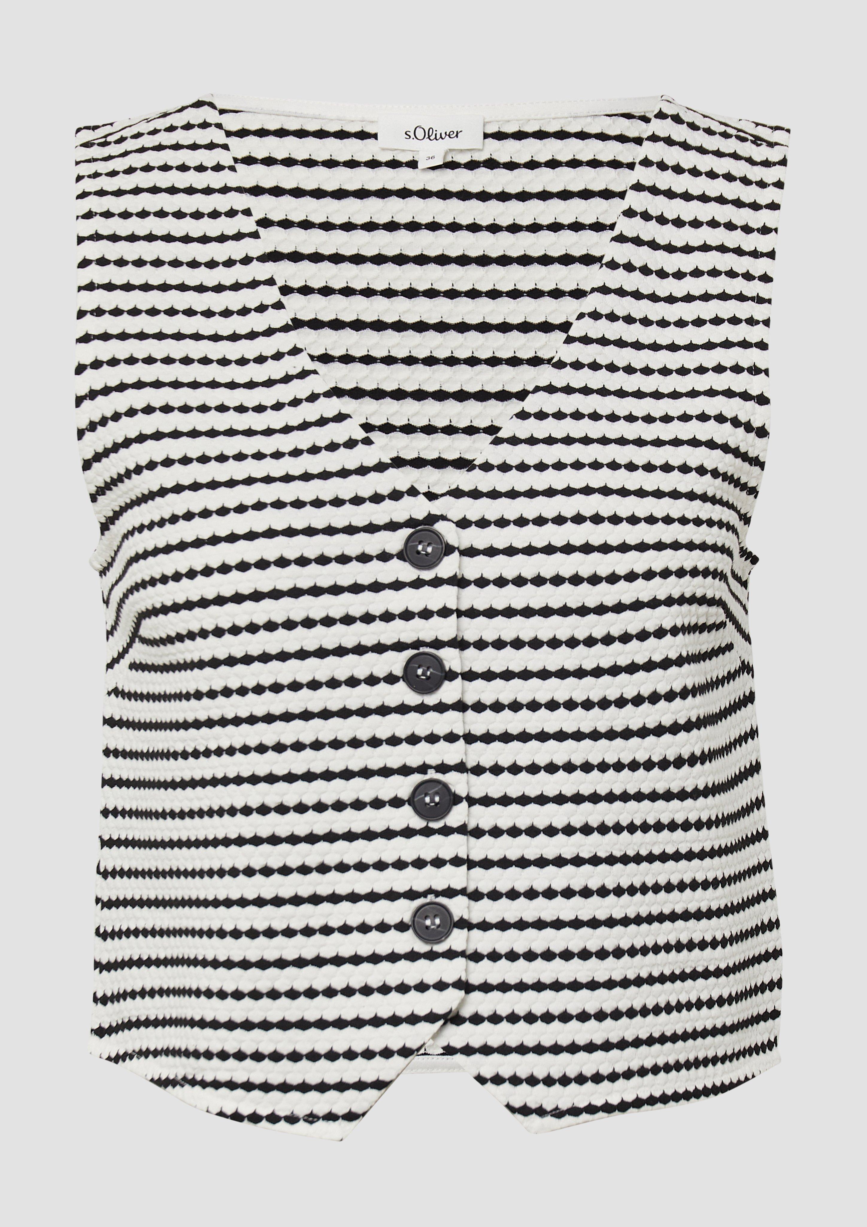 s.Oliver - Weste mit Strukturstreifen, Damen, creme|schwarz