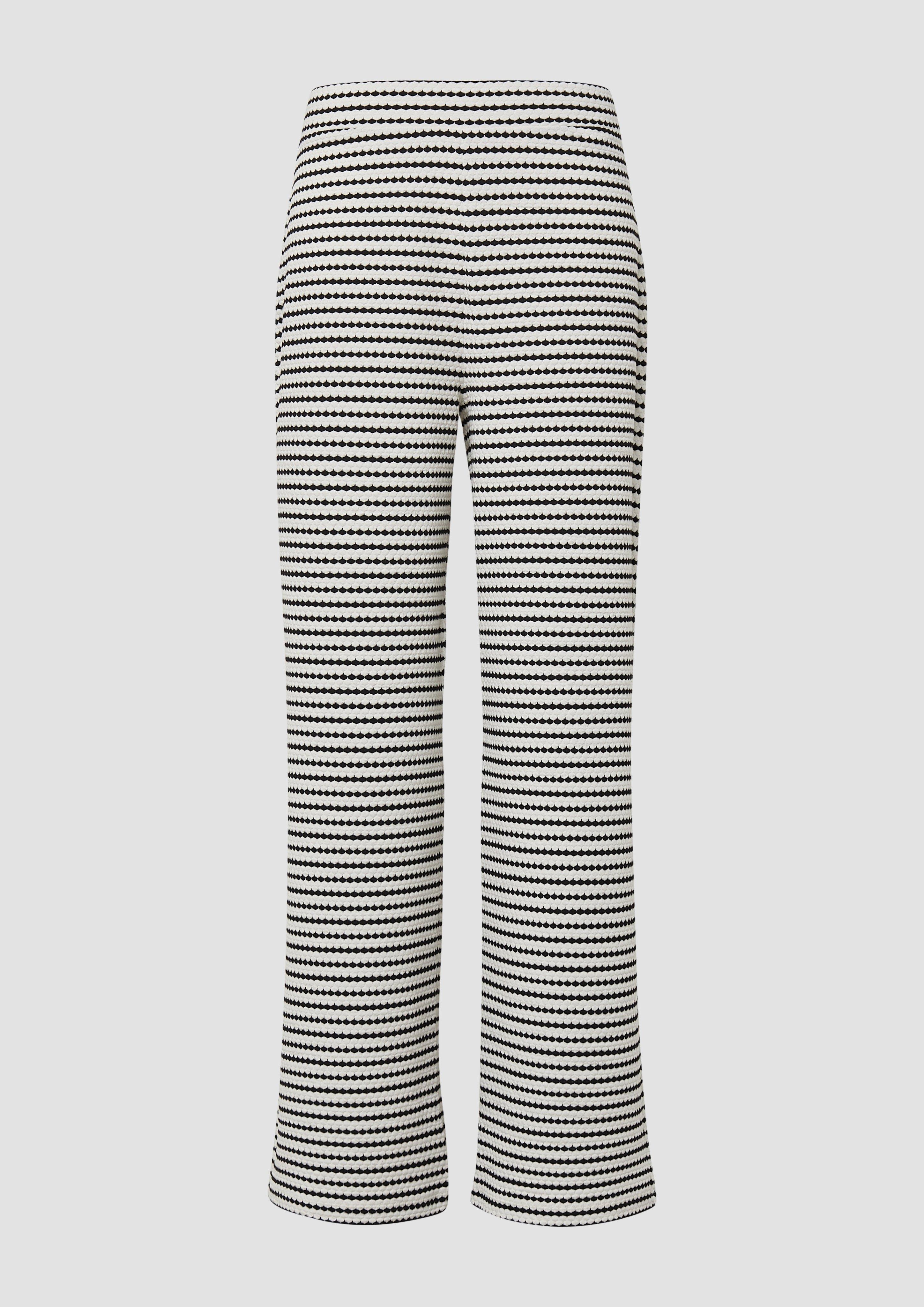 s.Oliver - Strukturierte Wide-Leg-Hose im Relaxed Fit, Damen, creme|schwarz