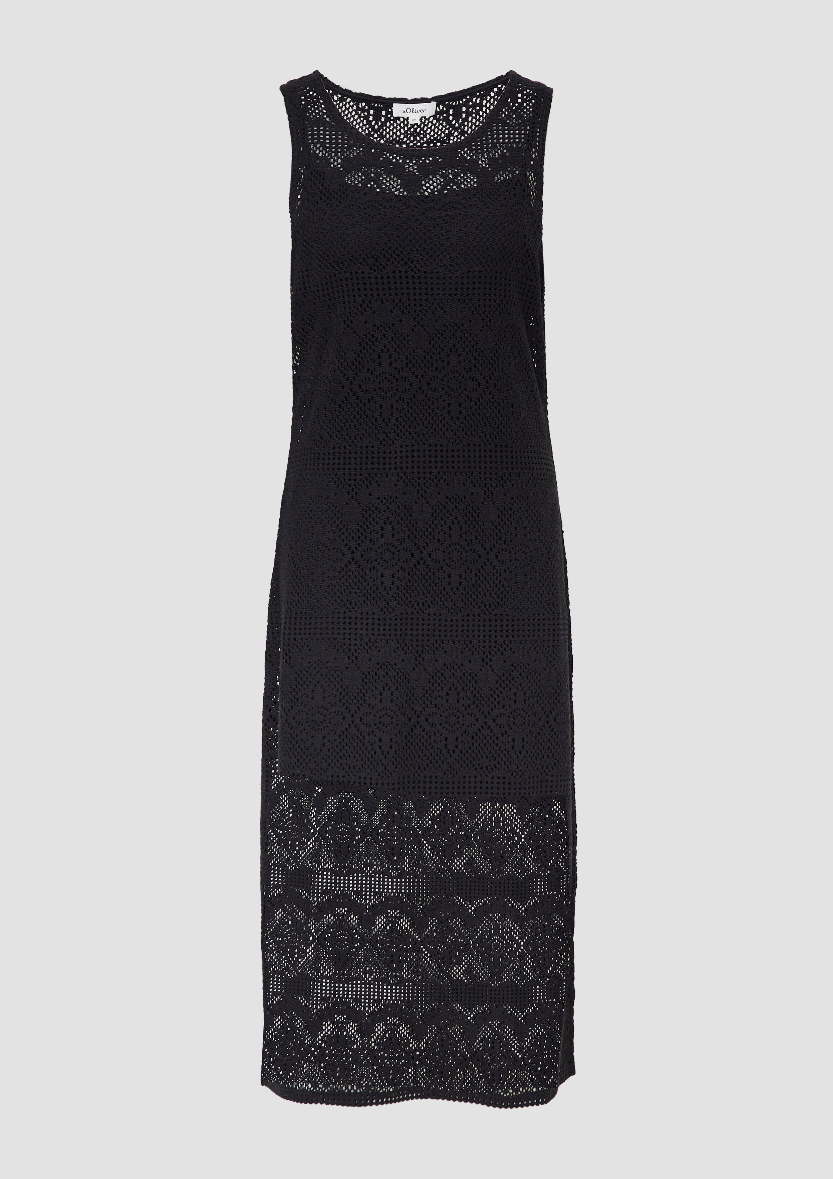 s.Oliver - Häkel-Kleid mit Jerseyfutter, Damen, schwarz