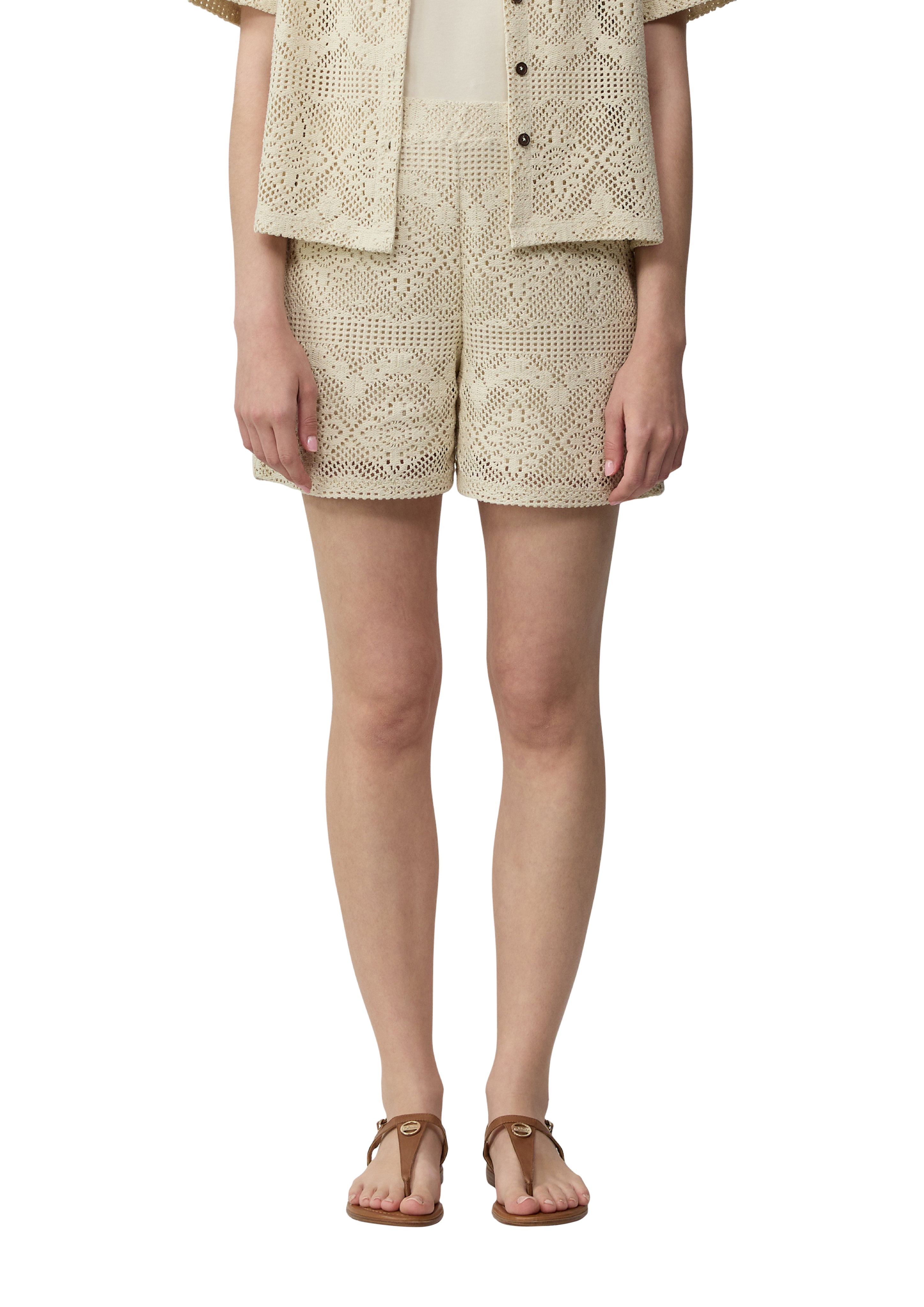 Crochet lace shorts with jersey lining - Nature | s.Oliver