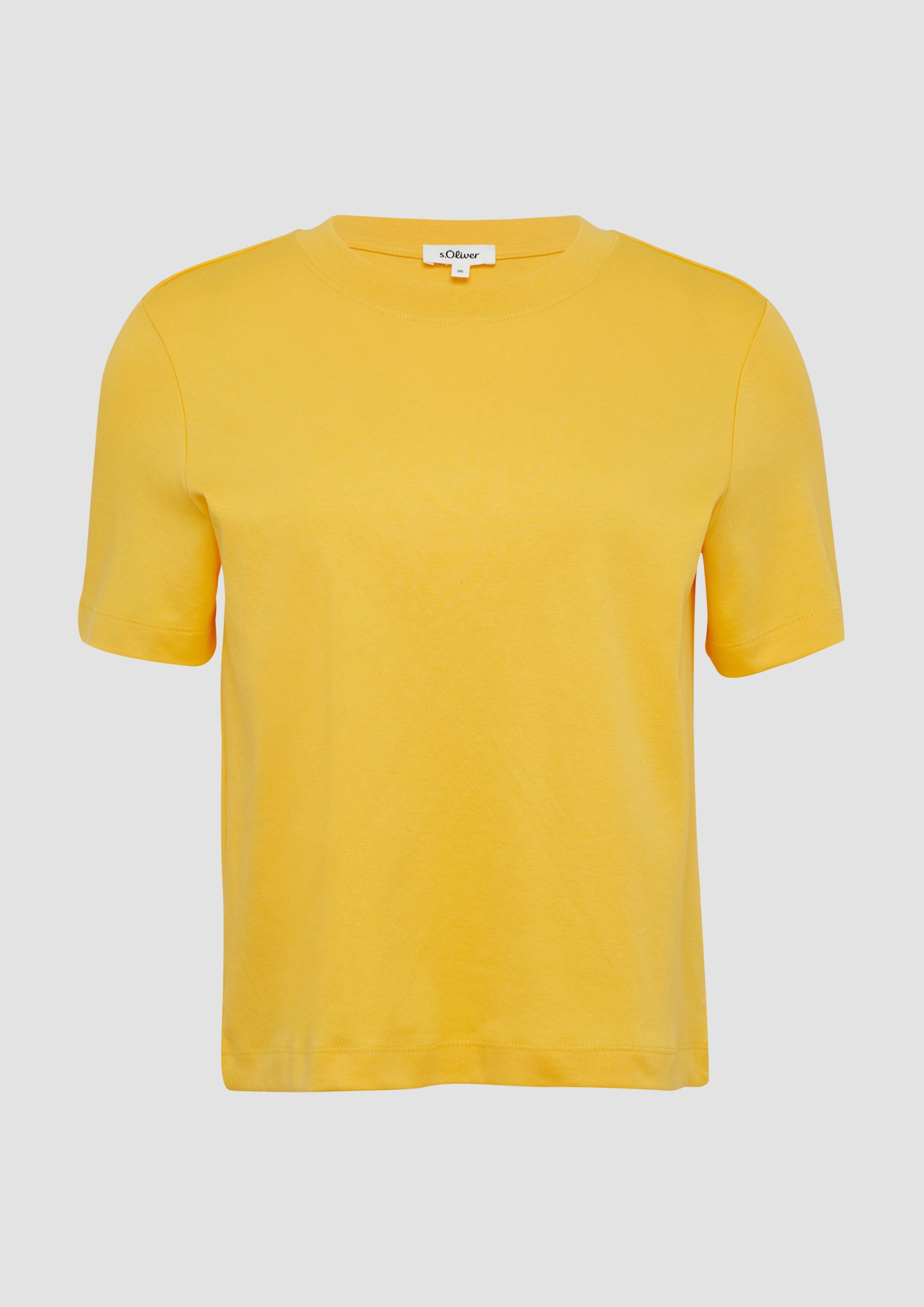 s.Oliver - T-Shirt aus Interlockjersey mit Rundhalsausschnitt, Damen, gelb