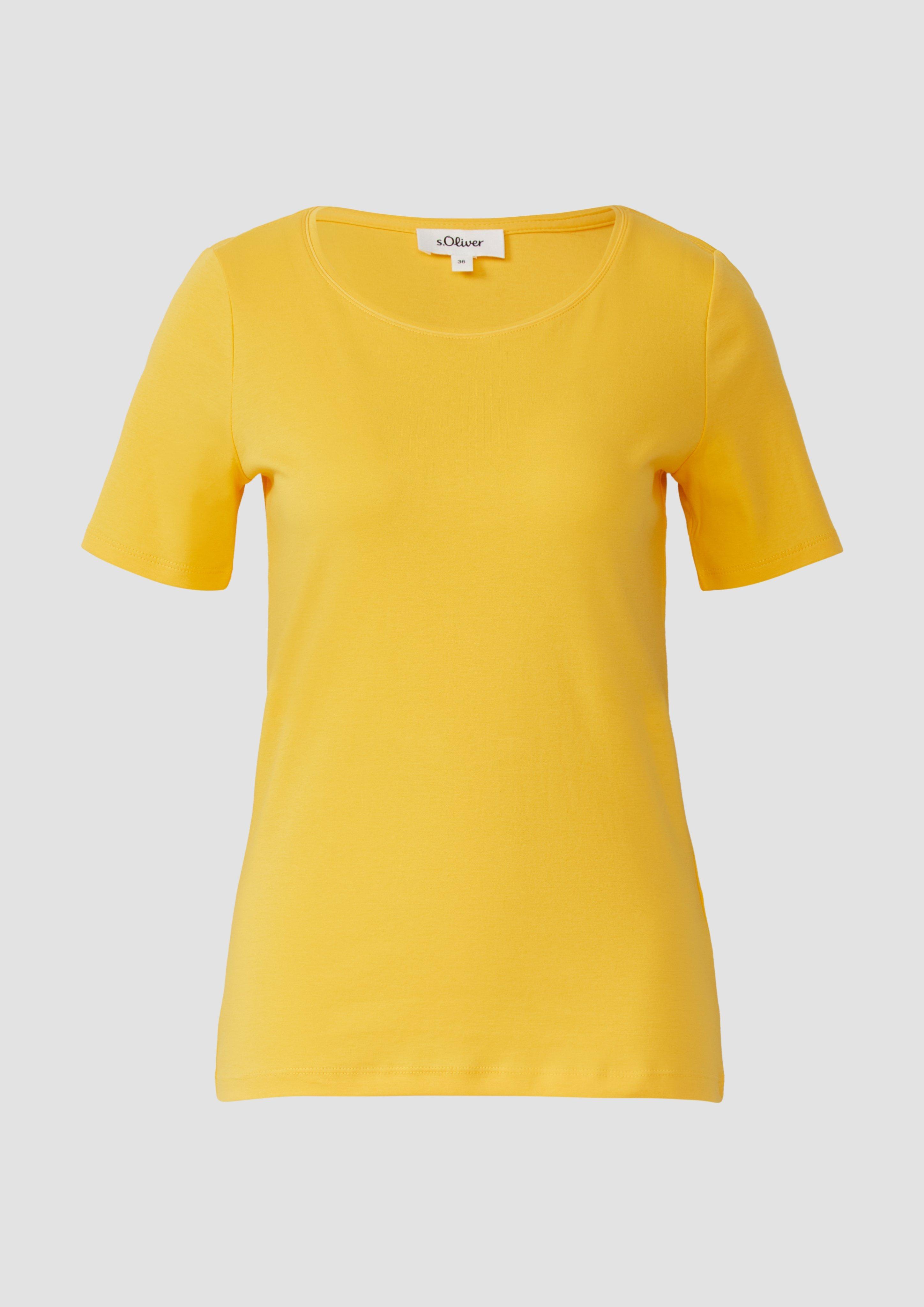 s.Oliver - T-Shirt aus Interlockjersey im Slim Fit, Damen, gelb