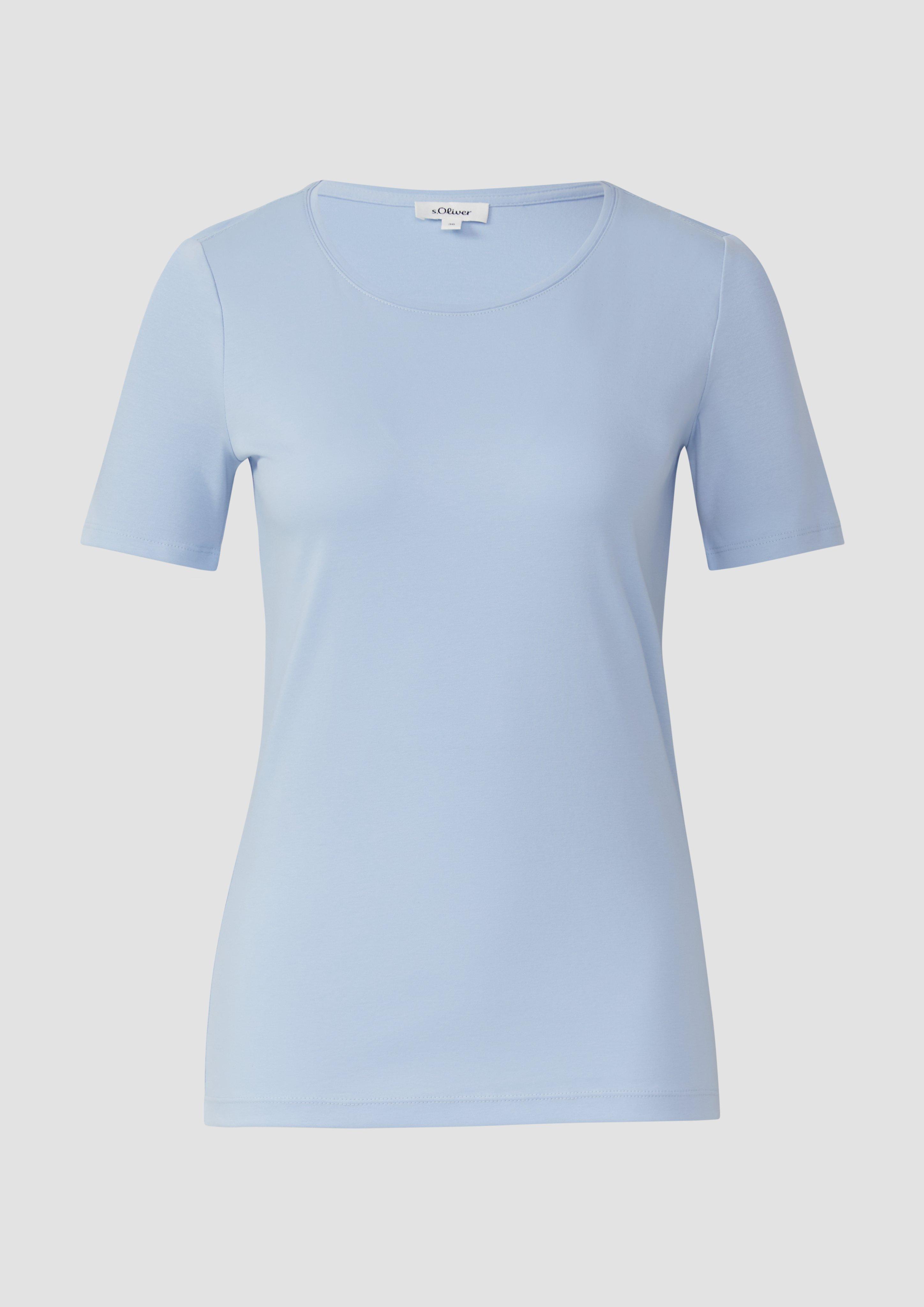 s.Oliver - T-Shirt aus Interlockjersey im Slim Fit, Damen, blau