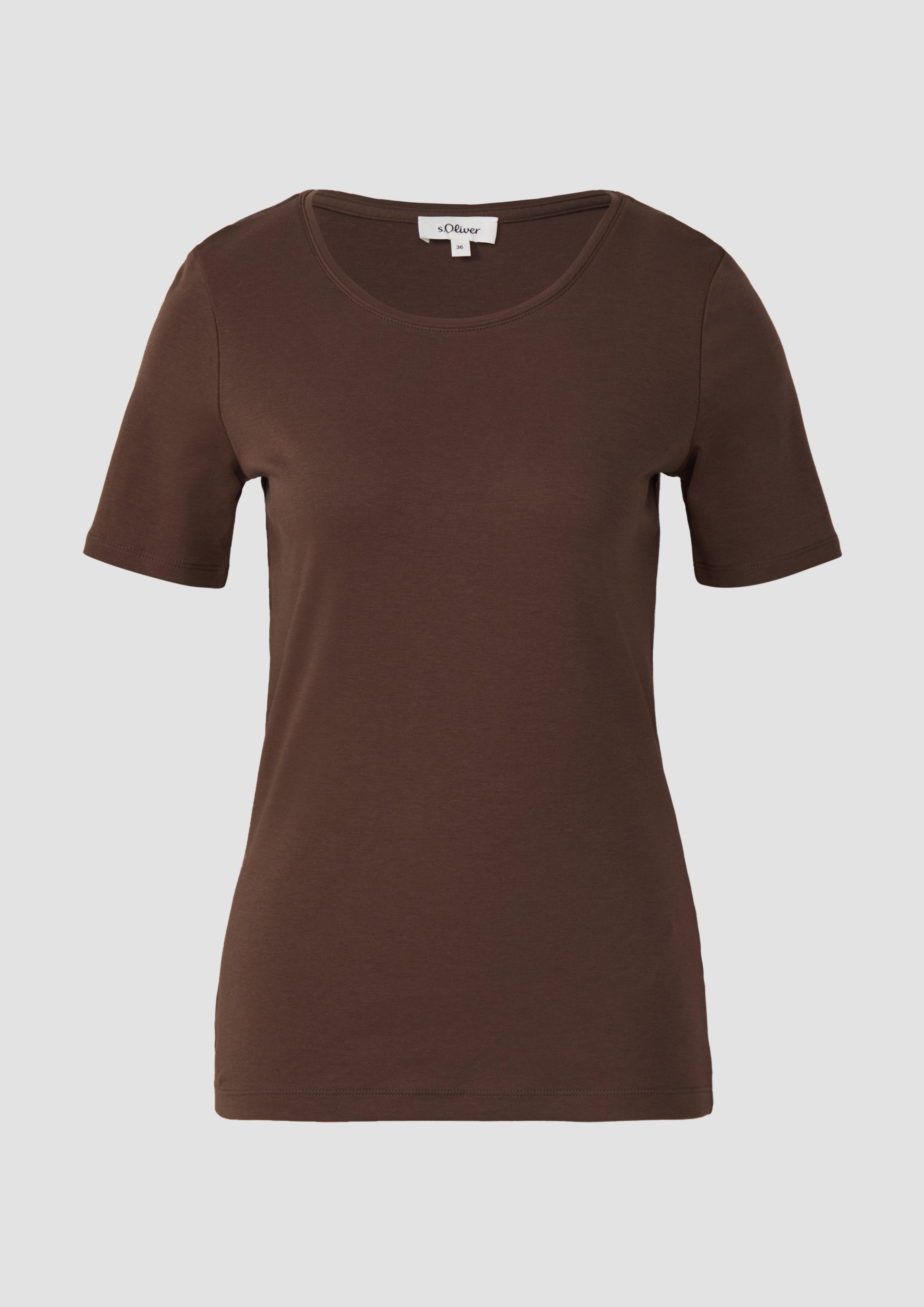 s.Oliver - T-Shirt aus Interlockjersey im Slim Fit, Damen, braun