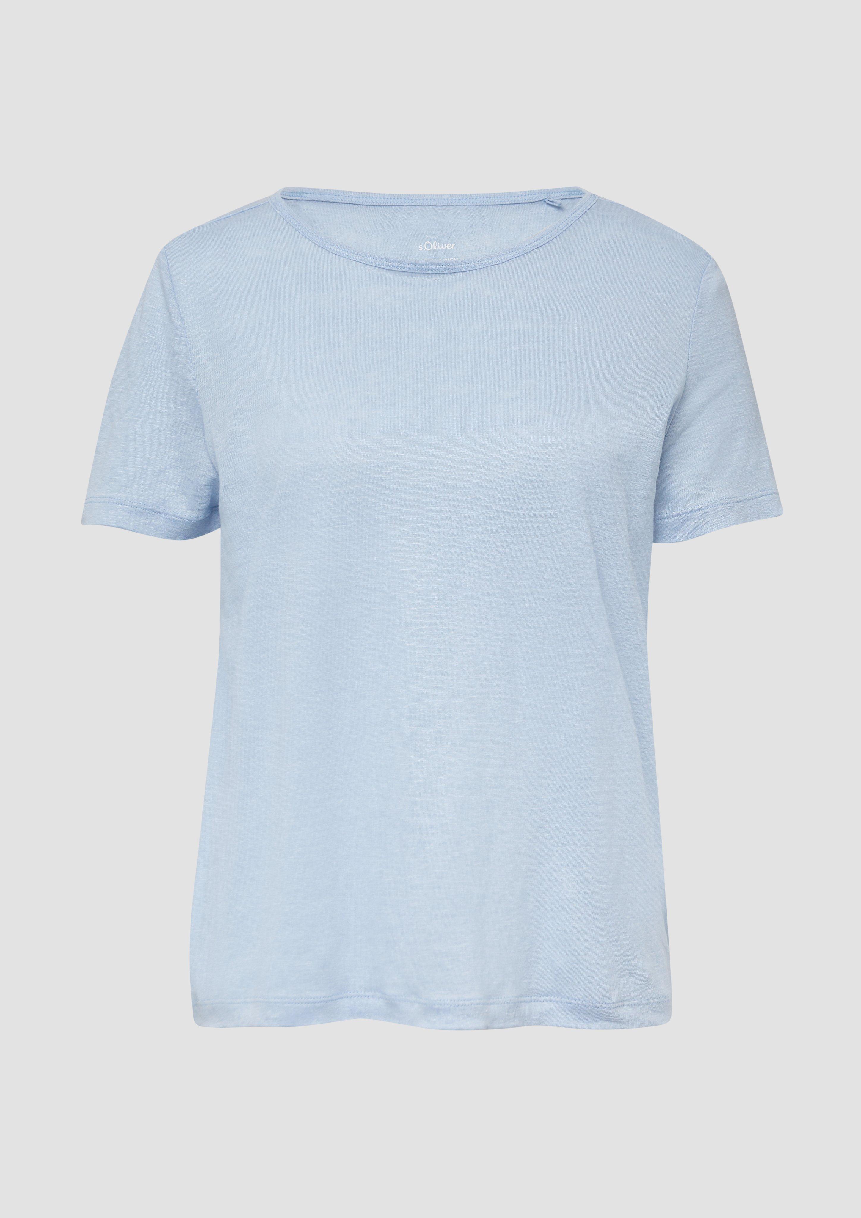 s.Oliver - Jersey-T-Shirt aus Leinen, Damen, blau