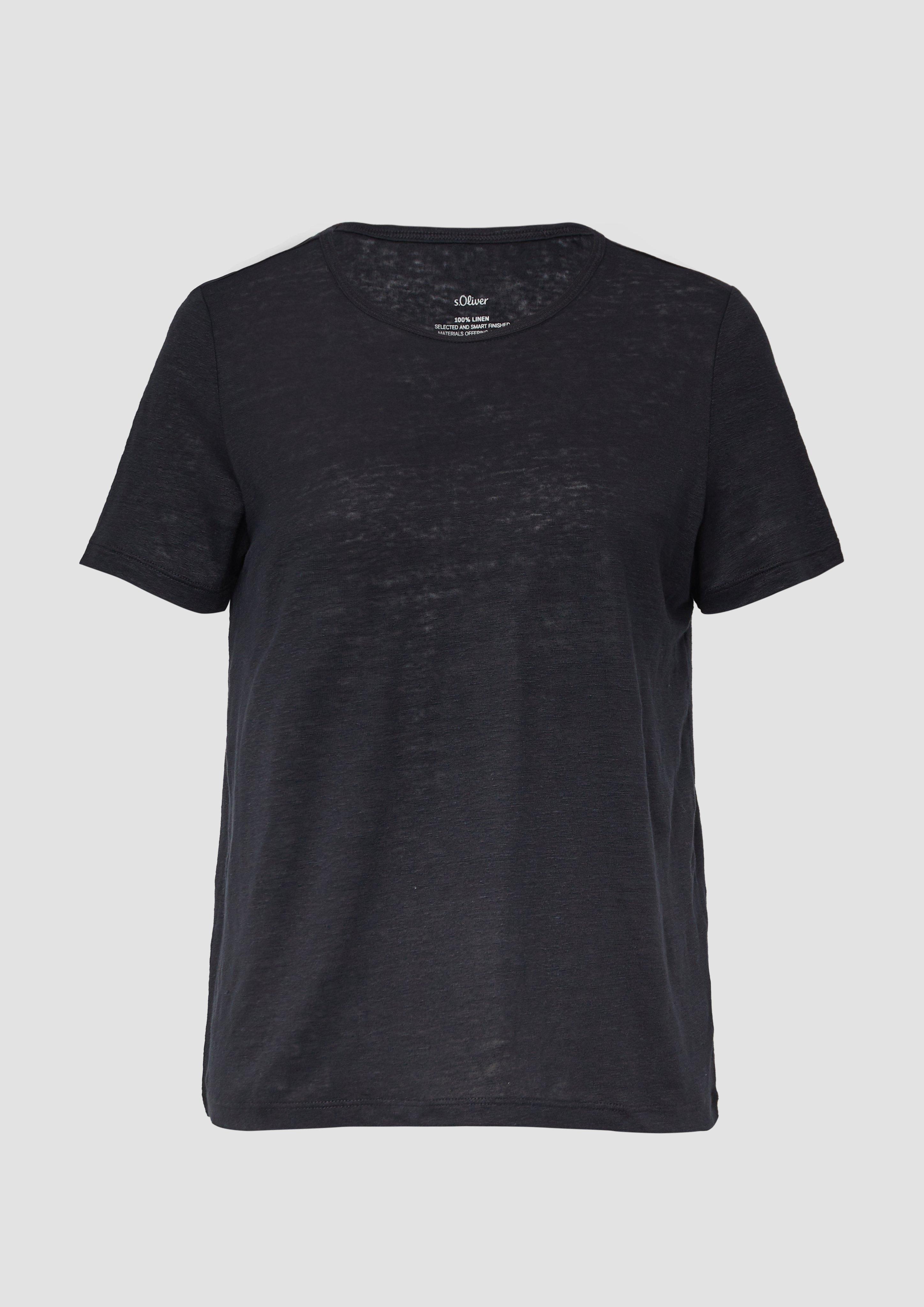 s.Oliver - Jersey-T-Shirt aus Leinen, Damen, schwarz