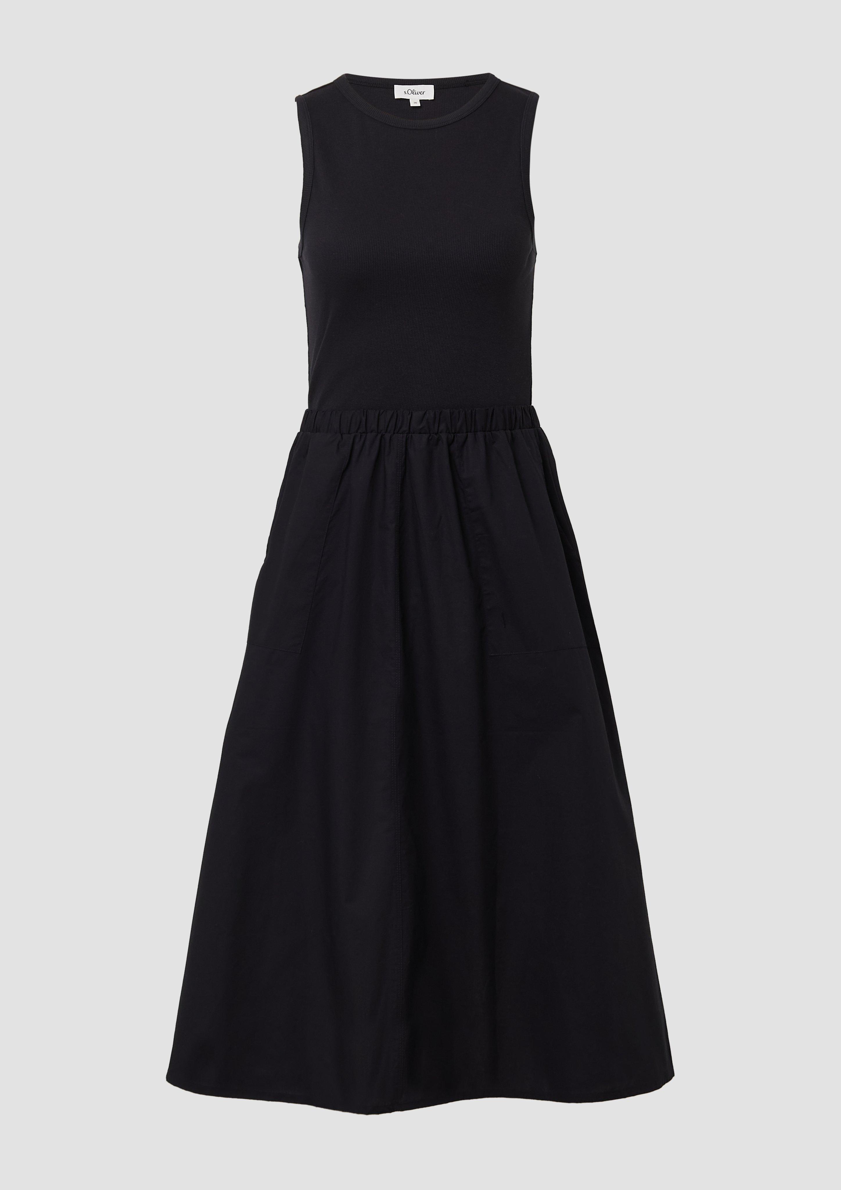 s.Oliver - Ärmelloses Midikleid im Fabricmix, Damen, schwarz