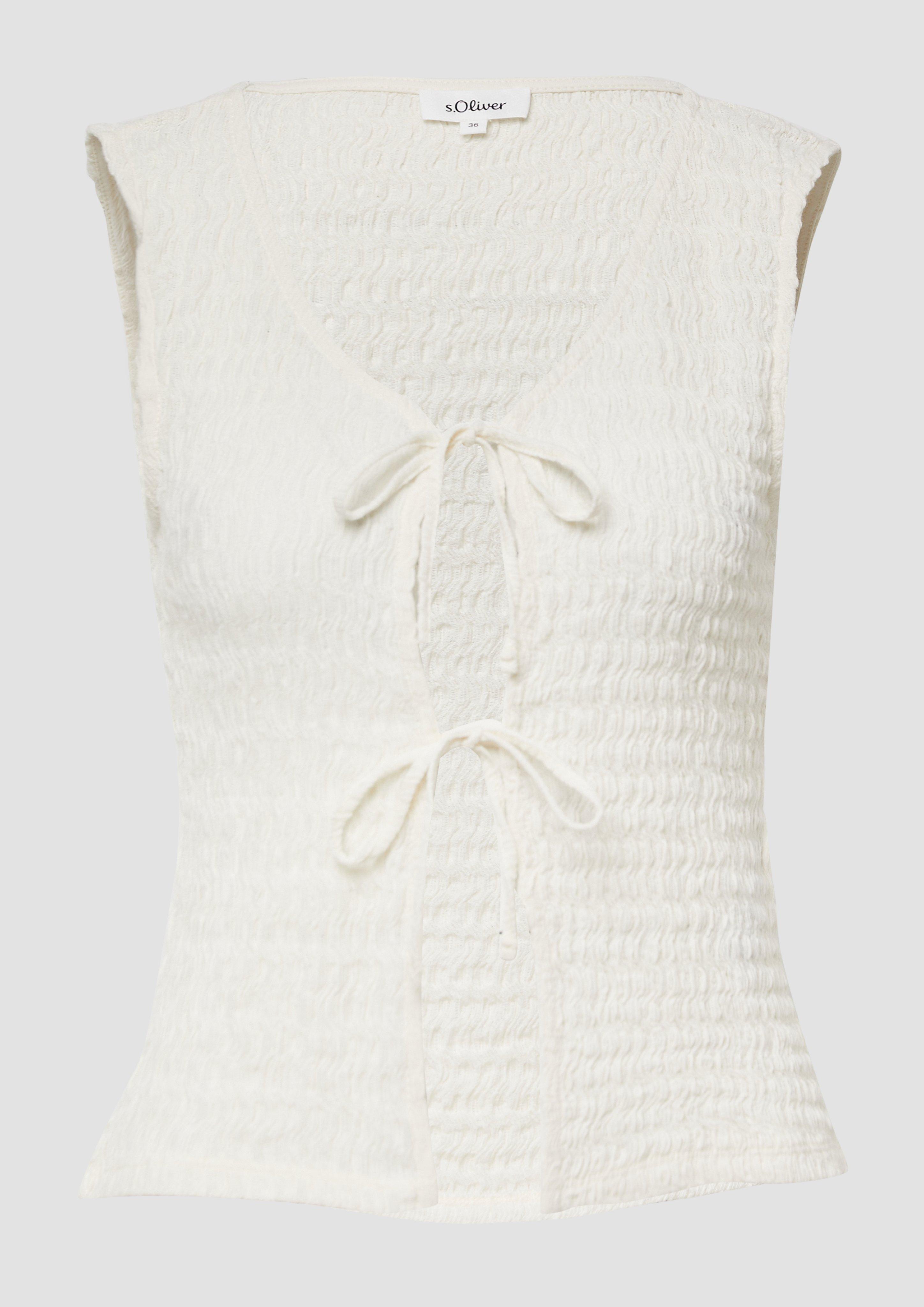 s.Oliver - Strukturierte Slim-Fit-Weste aus Baumwollmix, Damen, creme