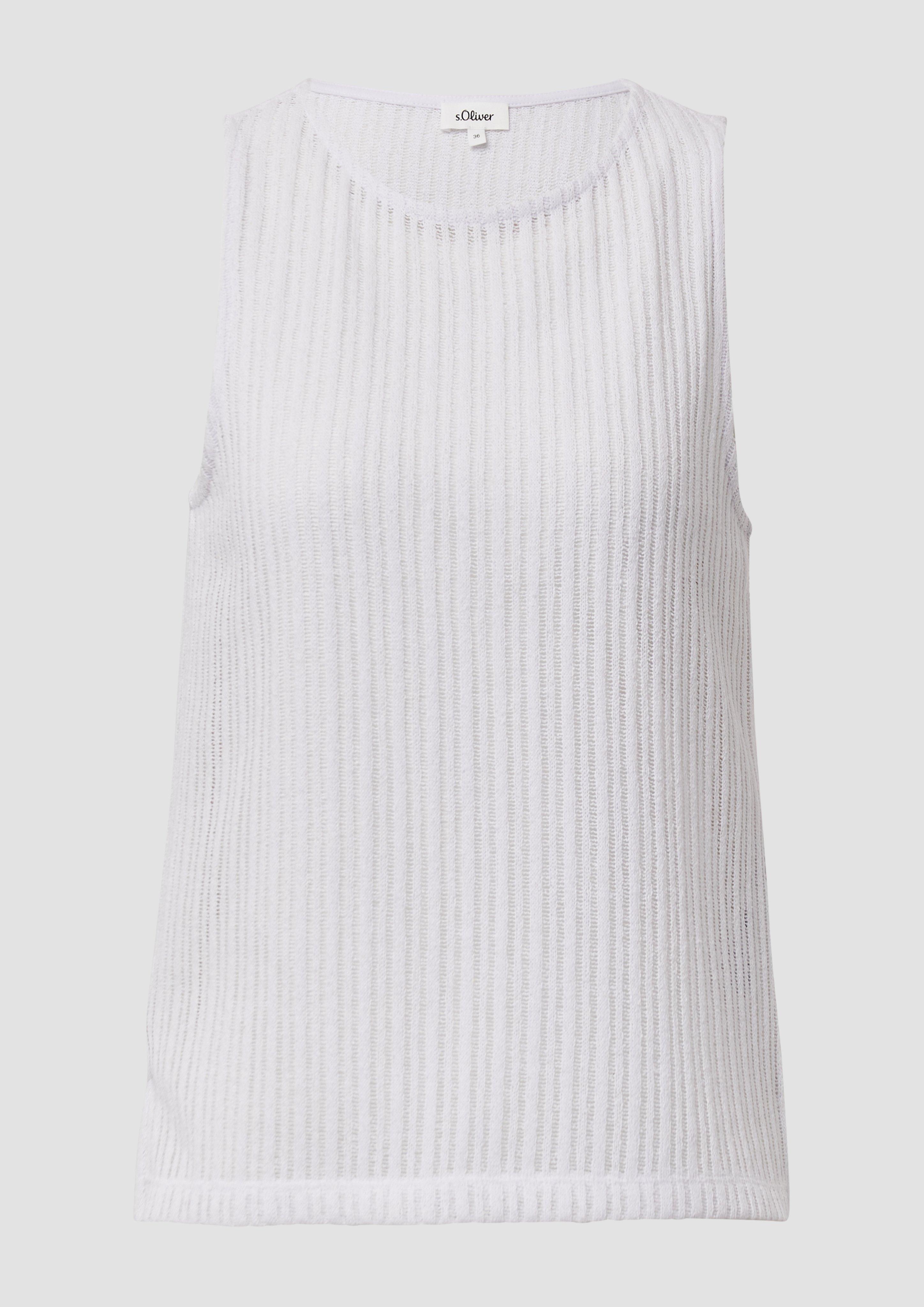 s.Oliver - Transparentes Jersey-Top mit Rundhalsausschnitt, Damen, weiß