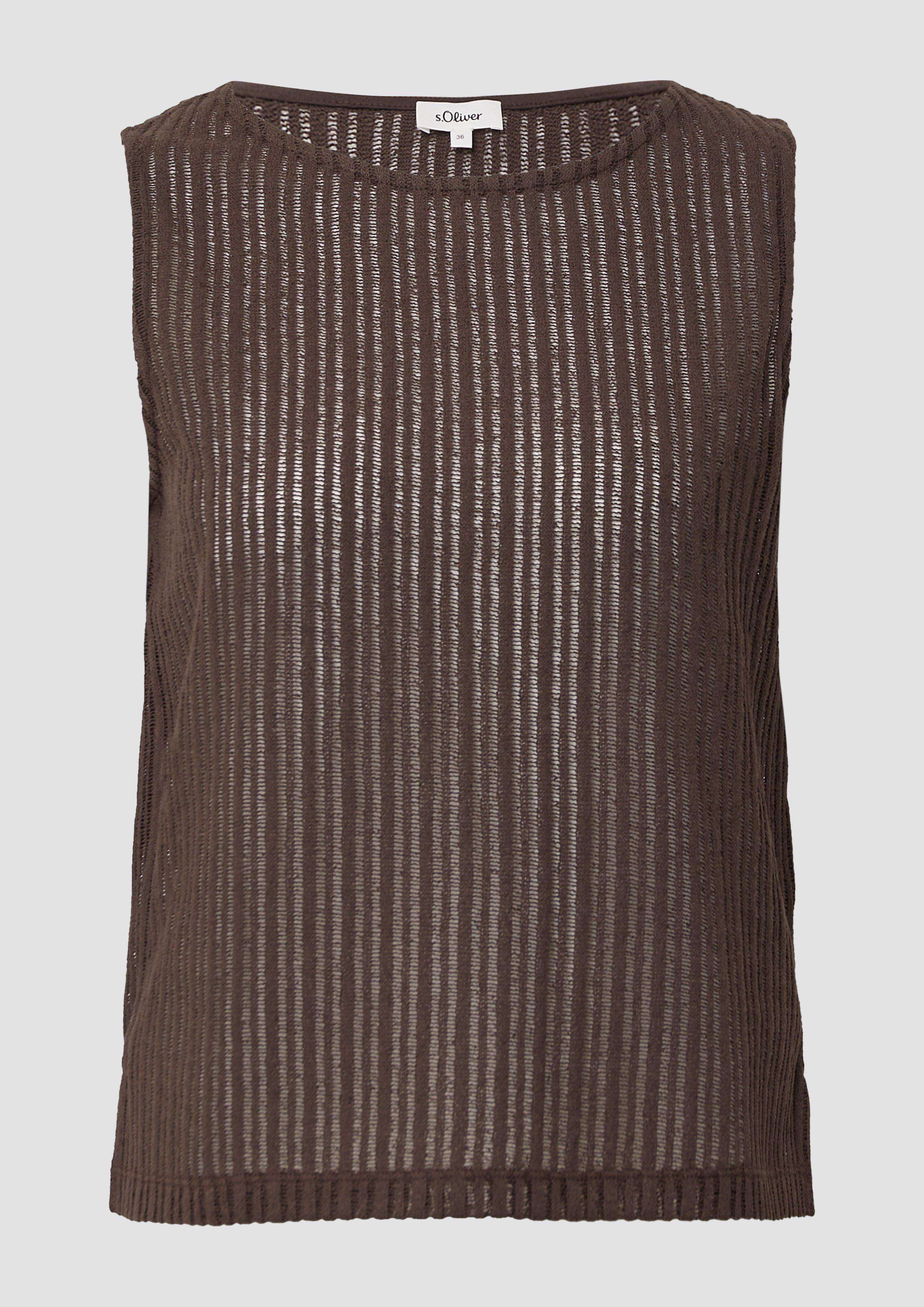 s.Oliver - Transparentes Jersey-Top mit Rundhalsausschnitt, Damen, braun