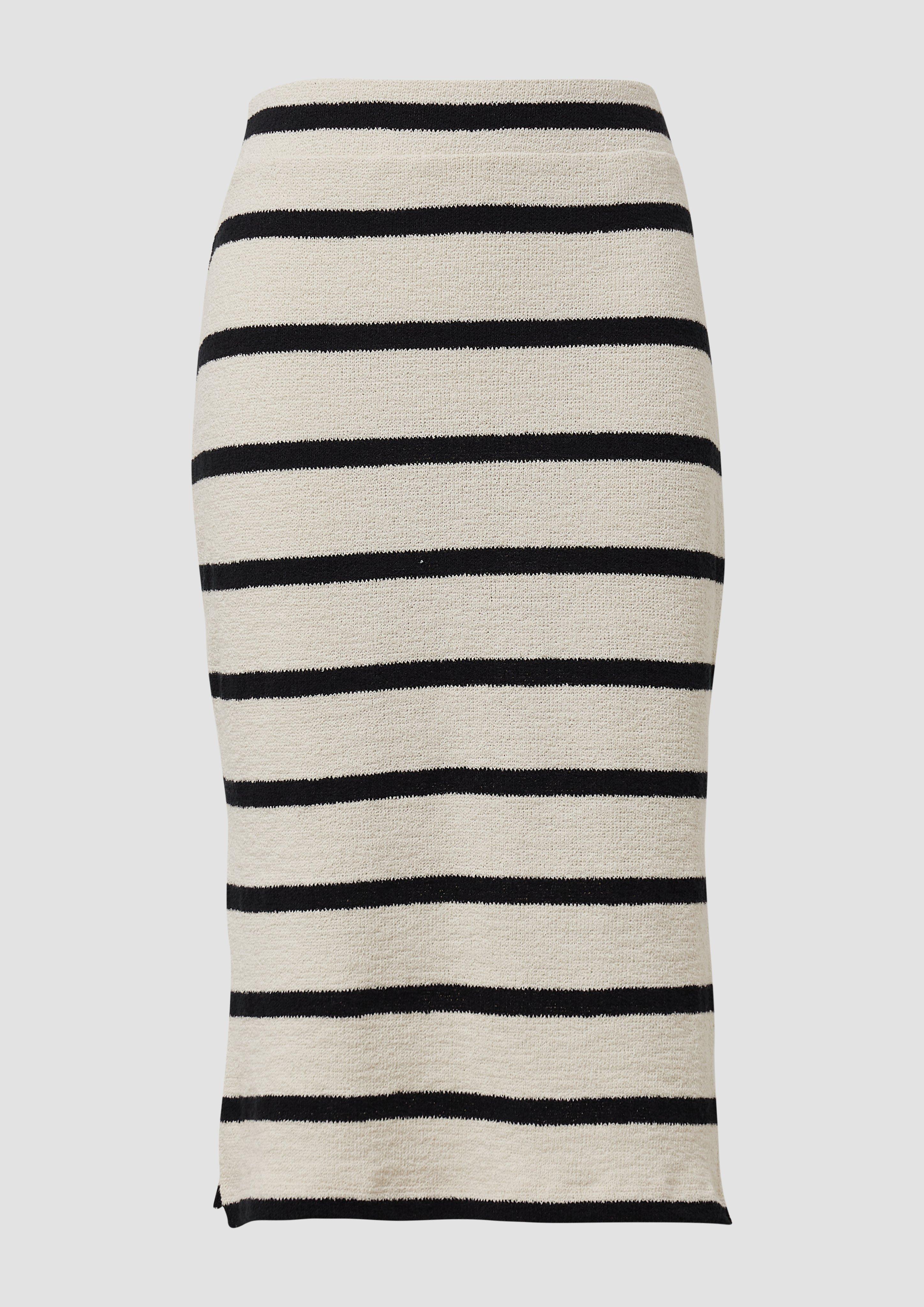 s.Oliver - Midirock aus Strickjersey mit Streifenmuster, Damen, creme
